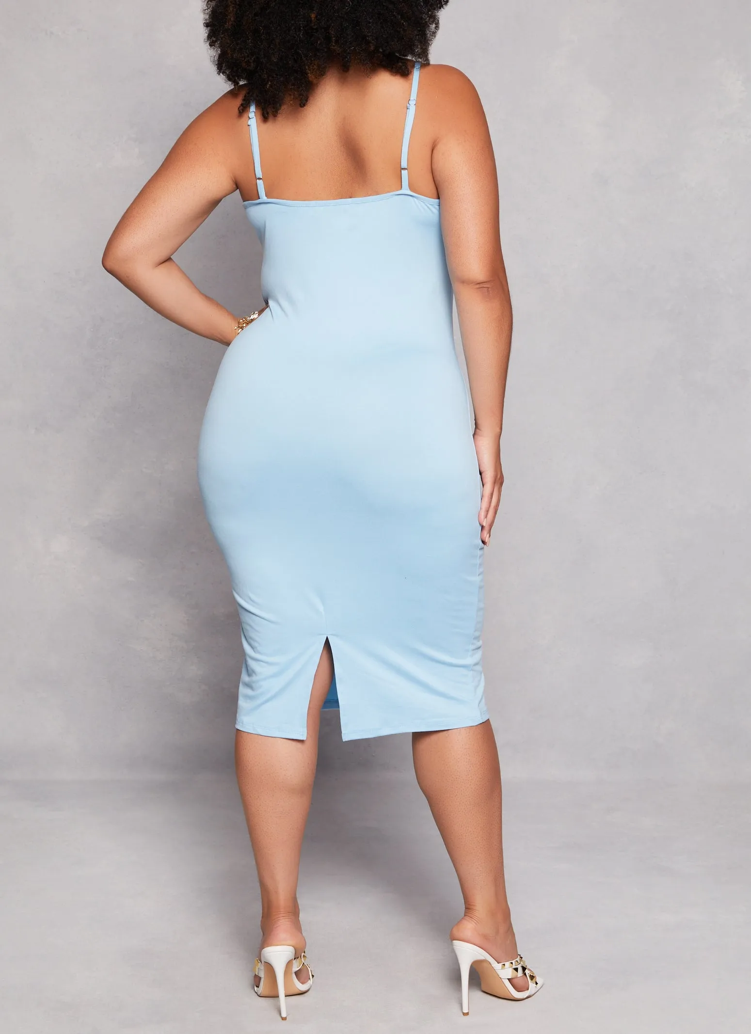 Plus Size Basic Scoop Neck Cami Midi Dress sold by Rainbow product image thumbnail 3