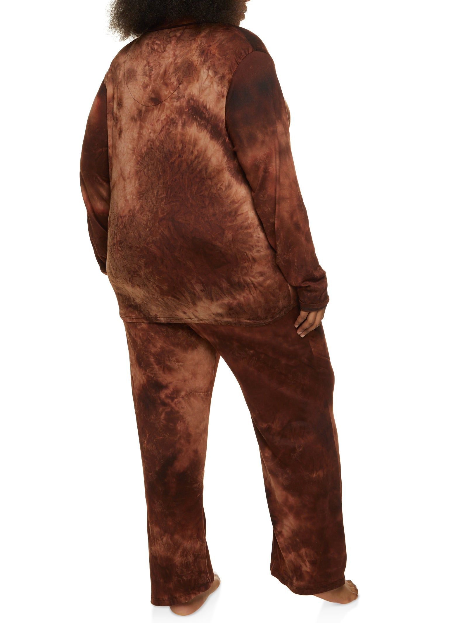 Plus Size Tie Dye Long Sleeve Pajama Shirt and Pants sold by Rainbow product image thumbnail 3