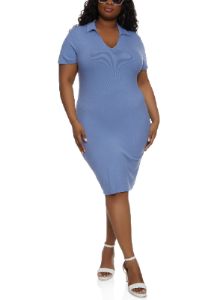 Plus Size Johnny Collar Midi Polo Dress sold by Rainbow