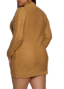 Plus Size Cable Knit Mock Neck Sweater Dress sold by Rainbow