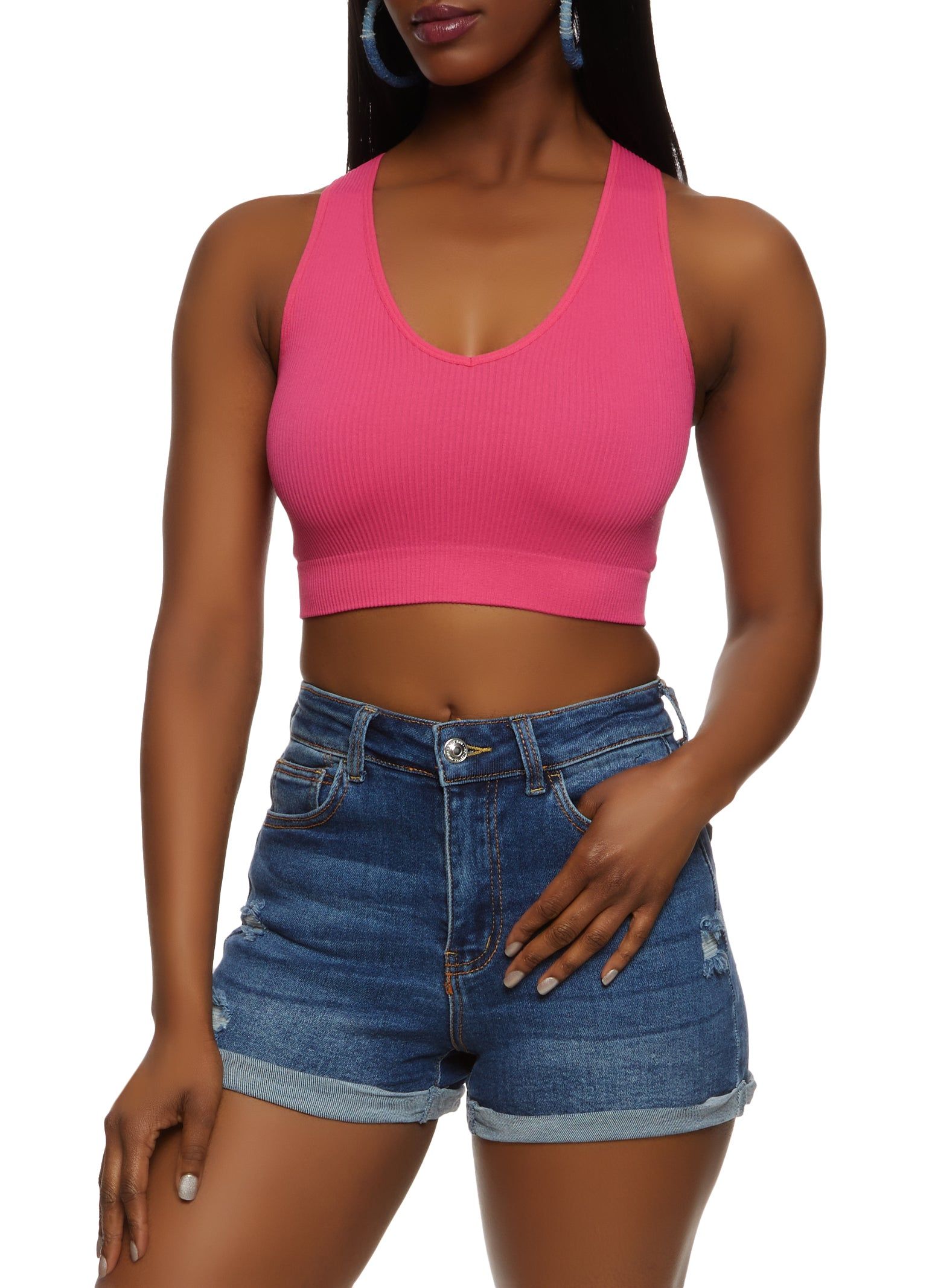 Rib Knit Seamless Crop Top sold by Rainbow