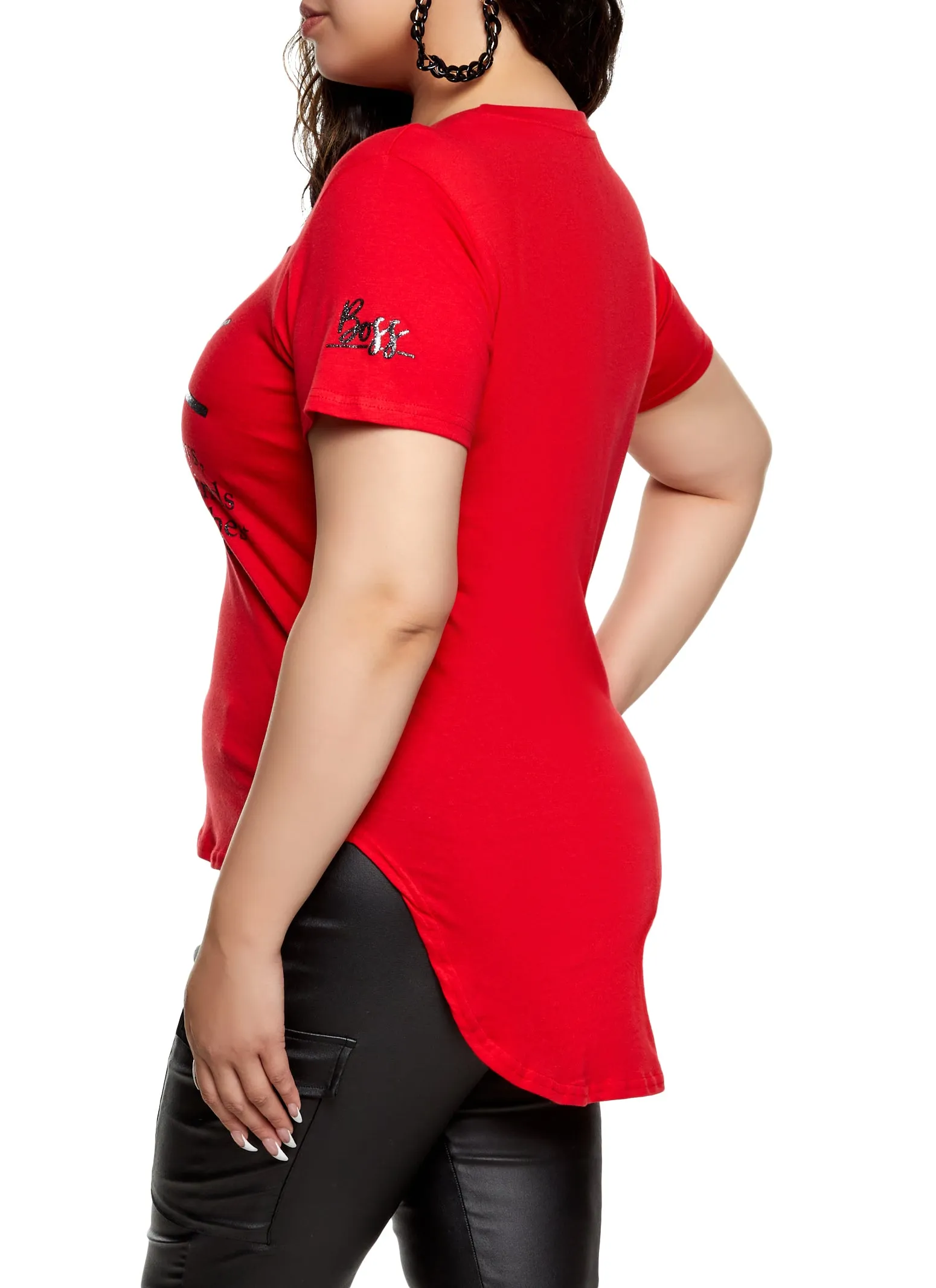 Plus Size Boss Glitter High Low Graphic T Shirt sold by Rainbow product image thumbnail 2