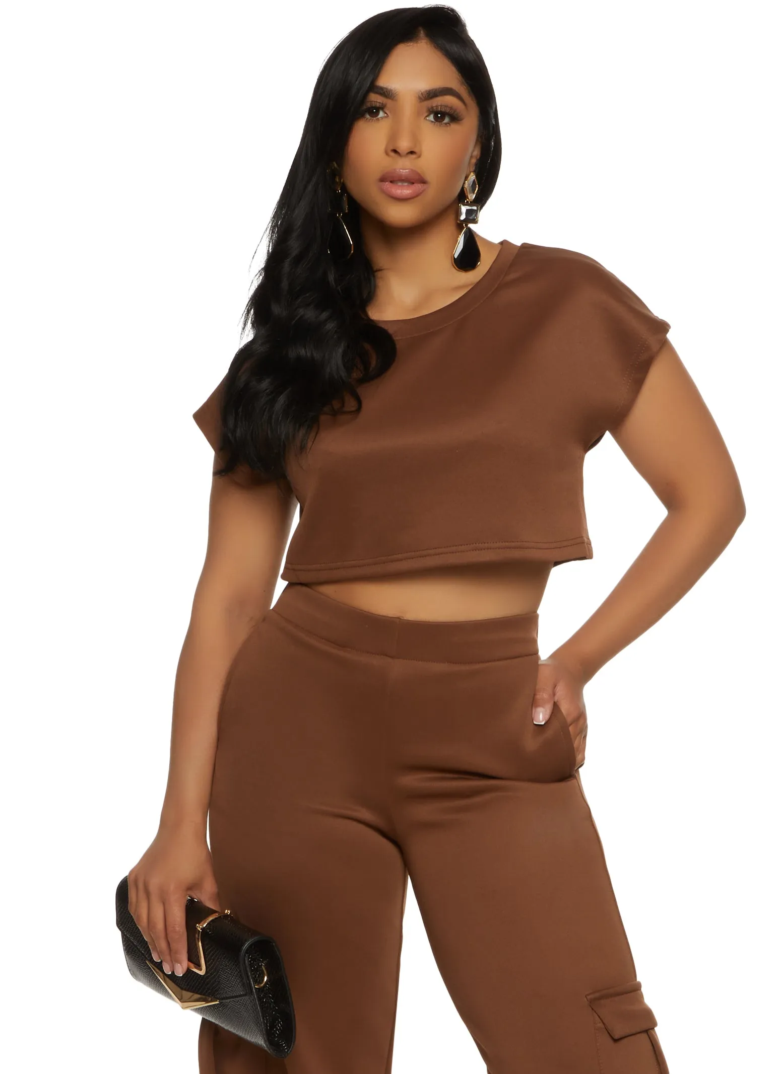 Daisy Scuba Crew Neck Crop Top sold by Rainbow