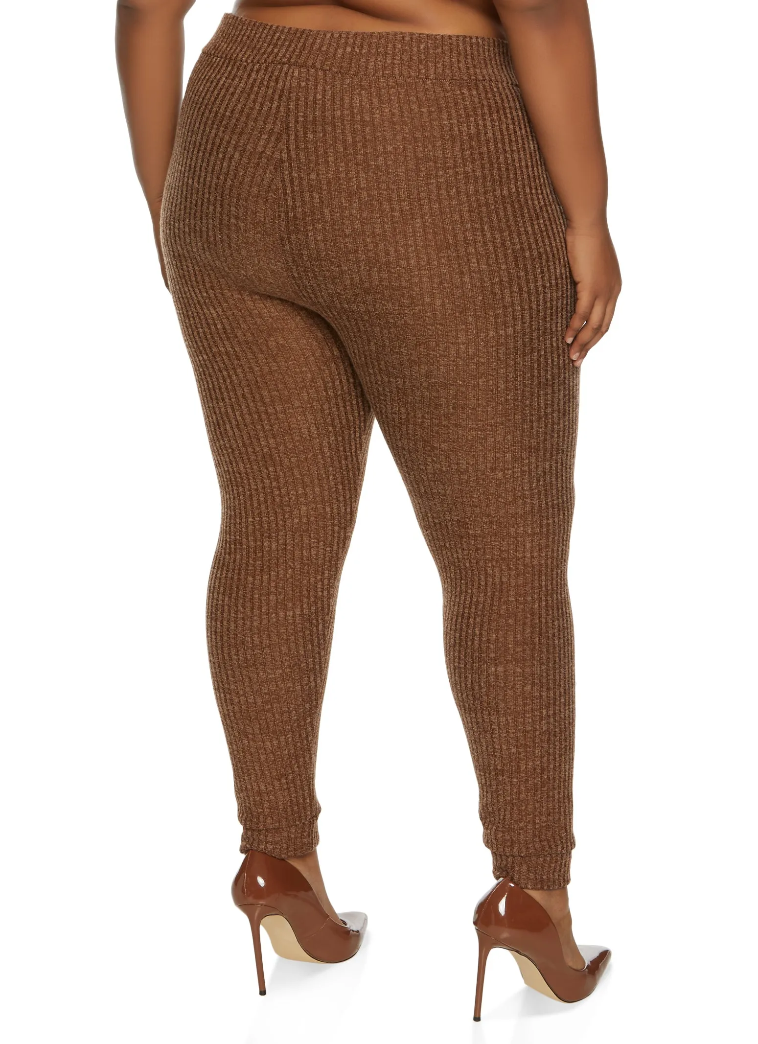 Plus Size Ribbed Knit High Waist Leggings sold by Rainbow product image thumbnail 2