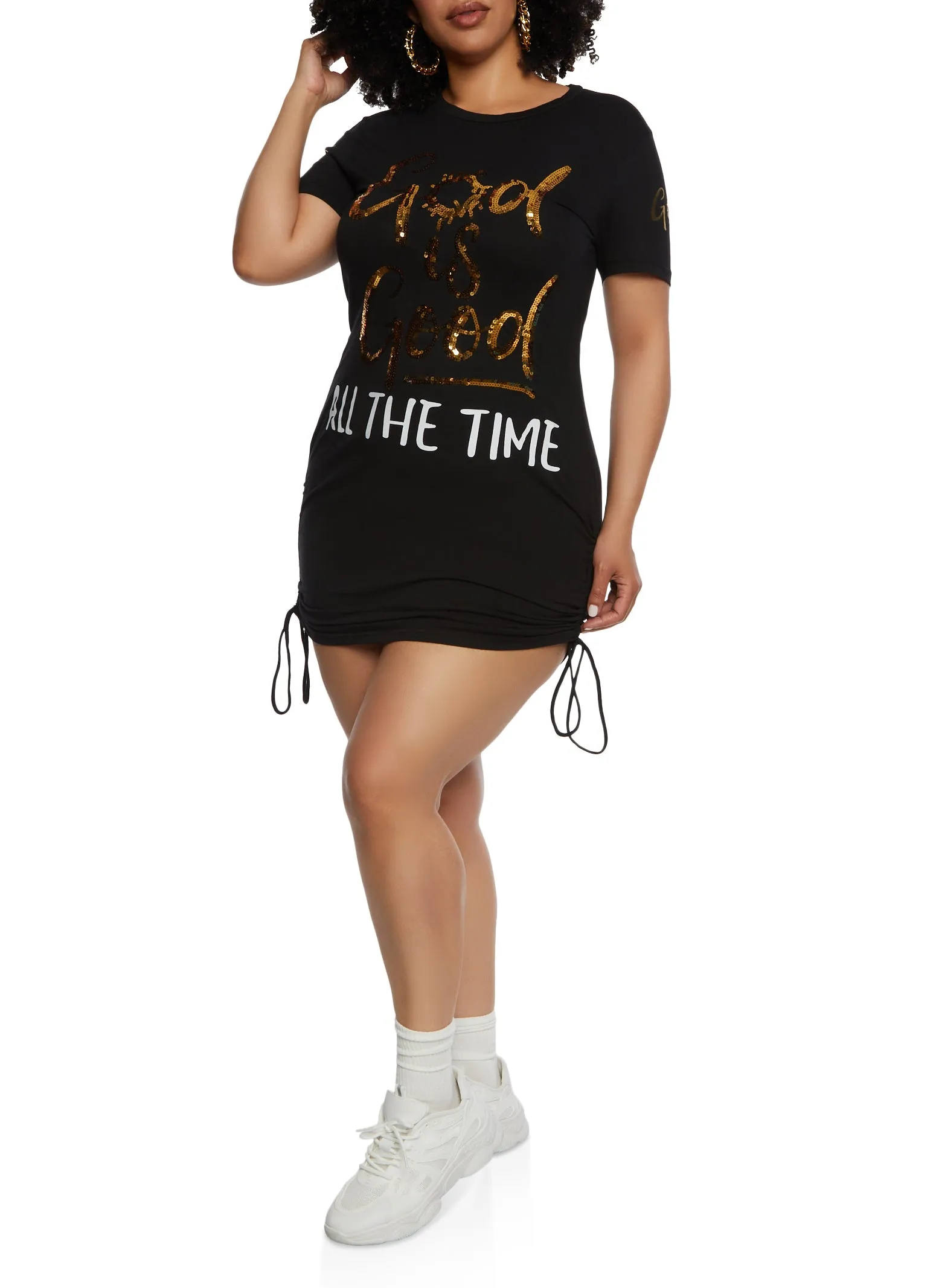 Plus Size God Is Good Sequin Graphic T Shirt Dress sold by Rainbow product image thumbnail 2