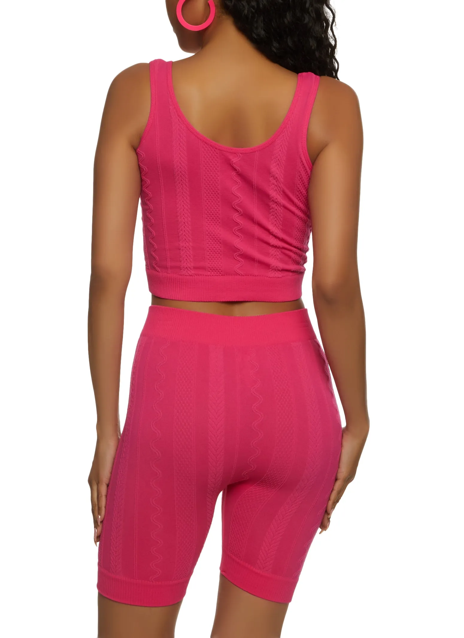 Seamless Cable Knit Tank Top and Biker Shorts sold by Rainbow product image thumbnail 2