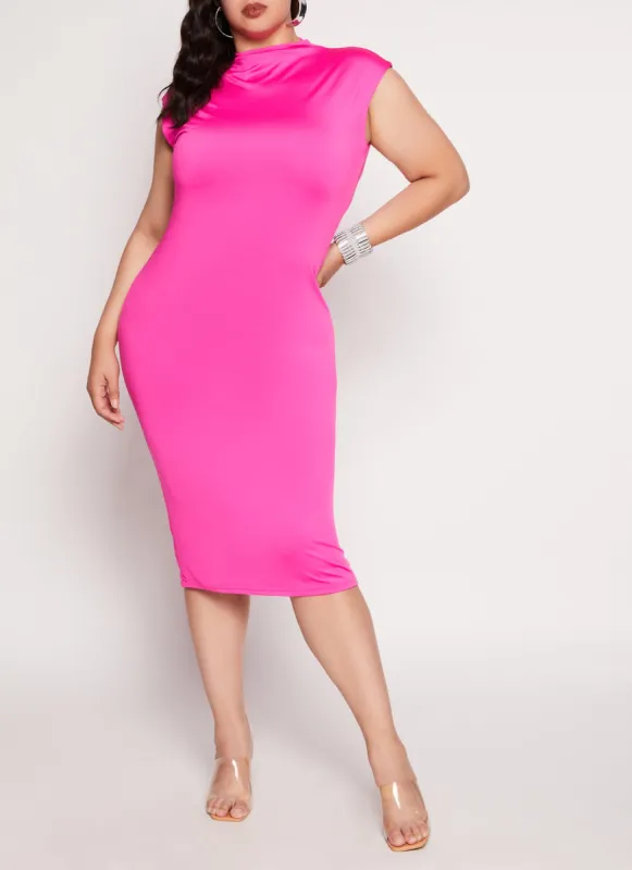Plus Size Cap Sleeve Midi T Shirt Dress sold by Rainbow