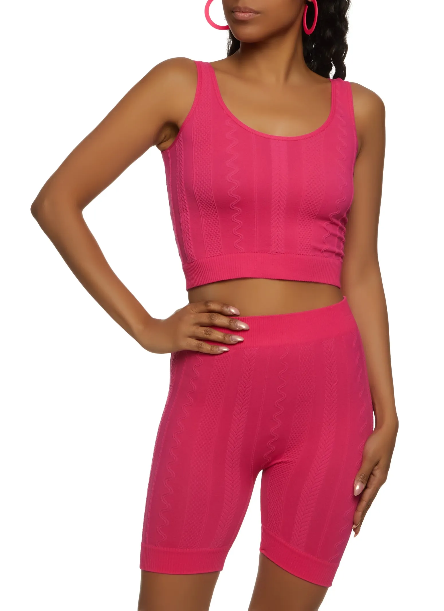 Seamless Cable Knit Tank Top and Biker Shorts sold by Rainbow