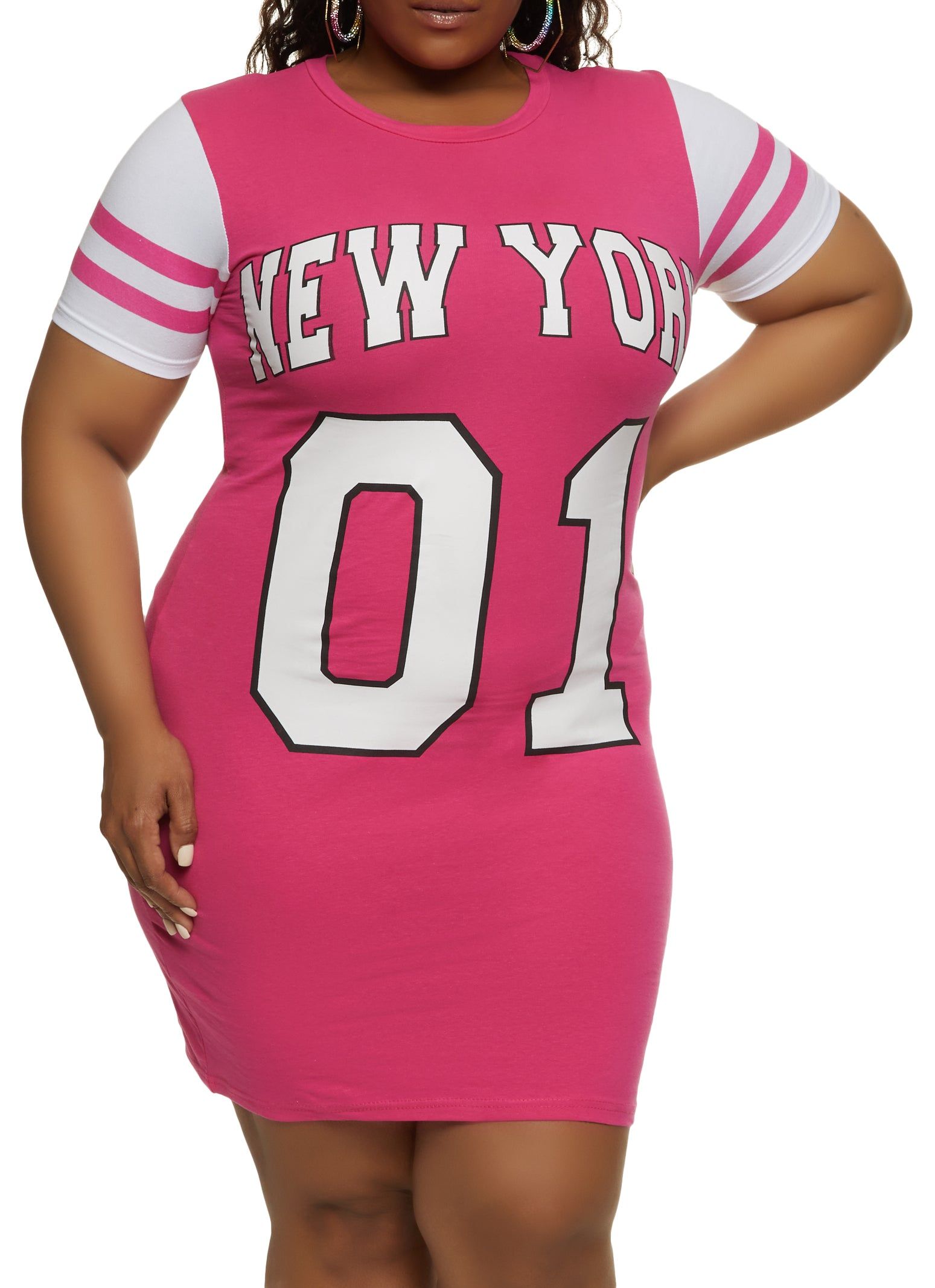 Plus Size New York 01 T Shirt Dress sold by Rainbow