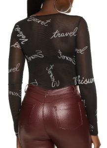 Mesh Printed Long Sleeve Bodysuit sold by Rainbow