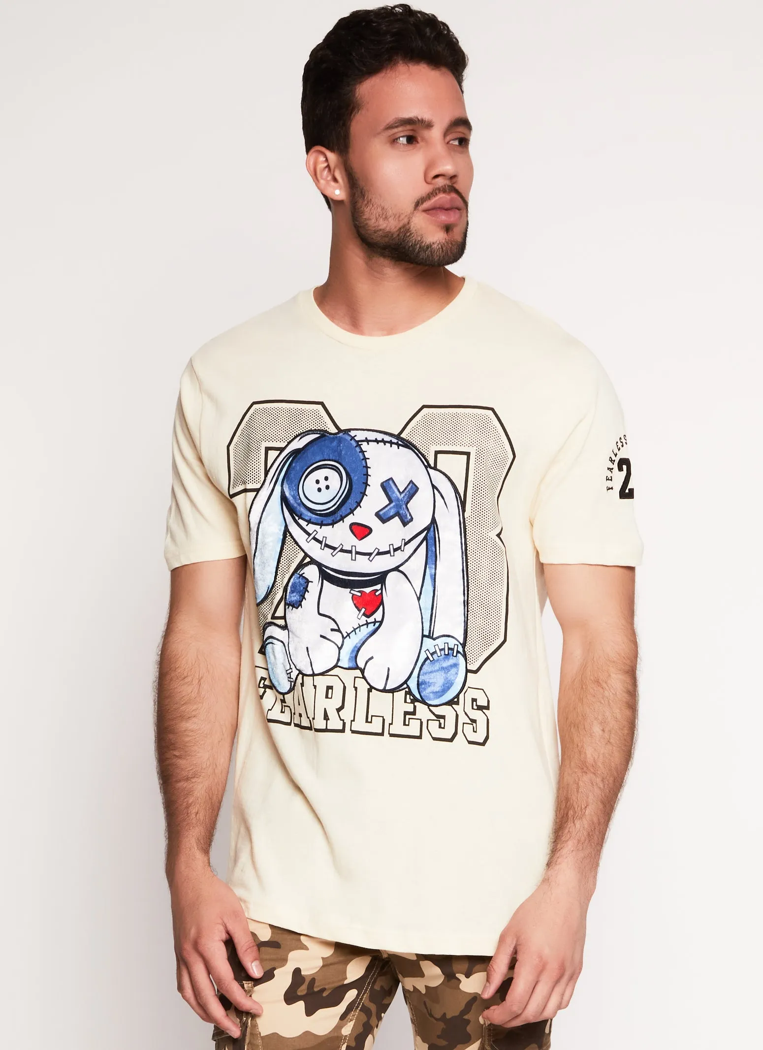 Mens Fearless 23 Velvet Patch Graphic Tee sold by Rainbow