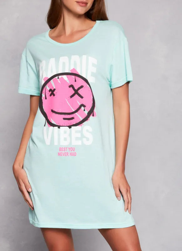 Graphic Crew Neck Short Sleeve Nightgown sold by Rainbow
