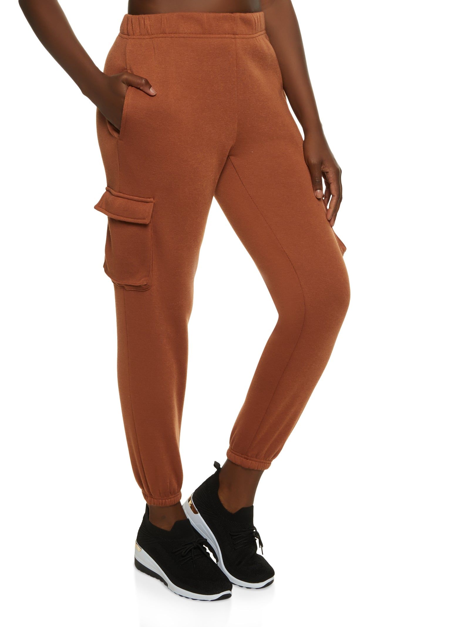 Fleece High Waist Cargo Pocket Sweatpants sold by Rainbow