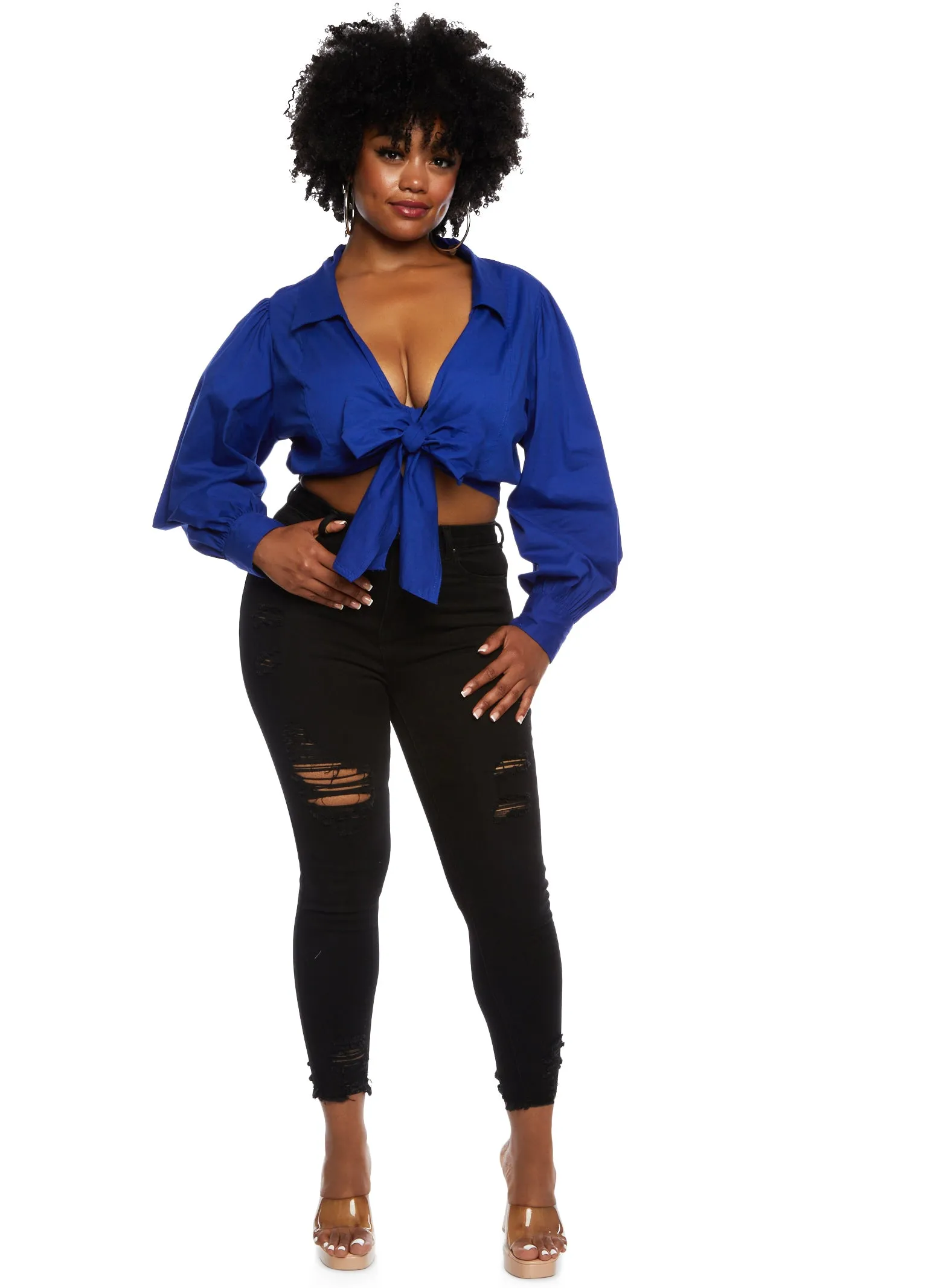 Plus Size Tie Back Wrap Crop Top sold by Rainbow product image thumbnail 2