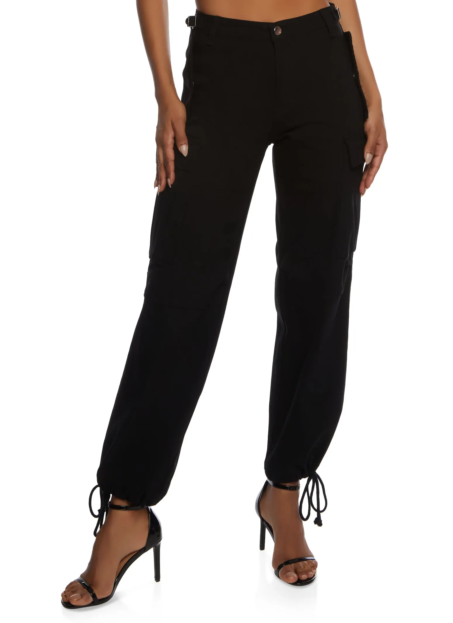 Solid High Waisted Cargo Pocket Joggers sold by Rainbow product image thumbnail 2