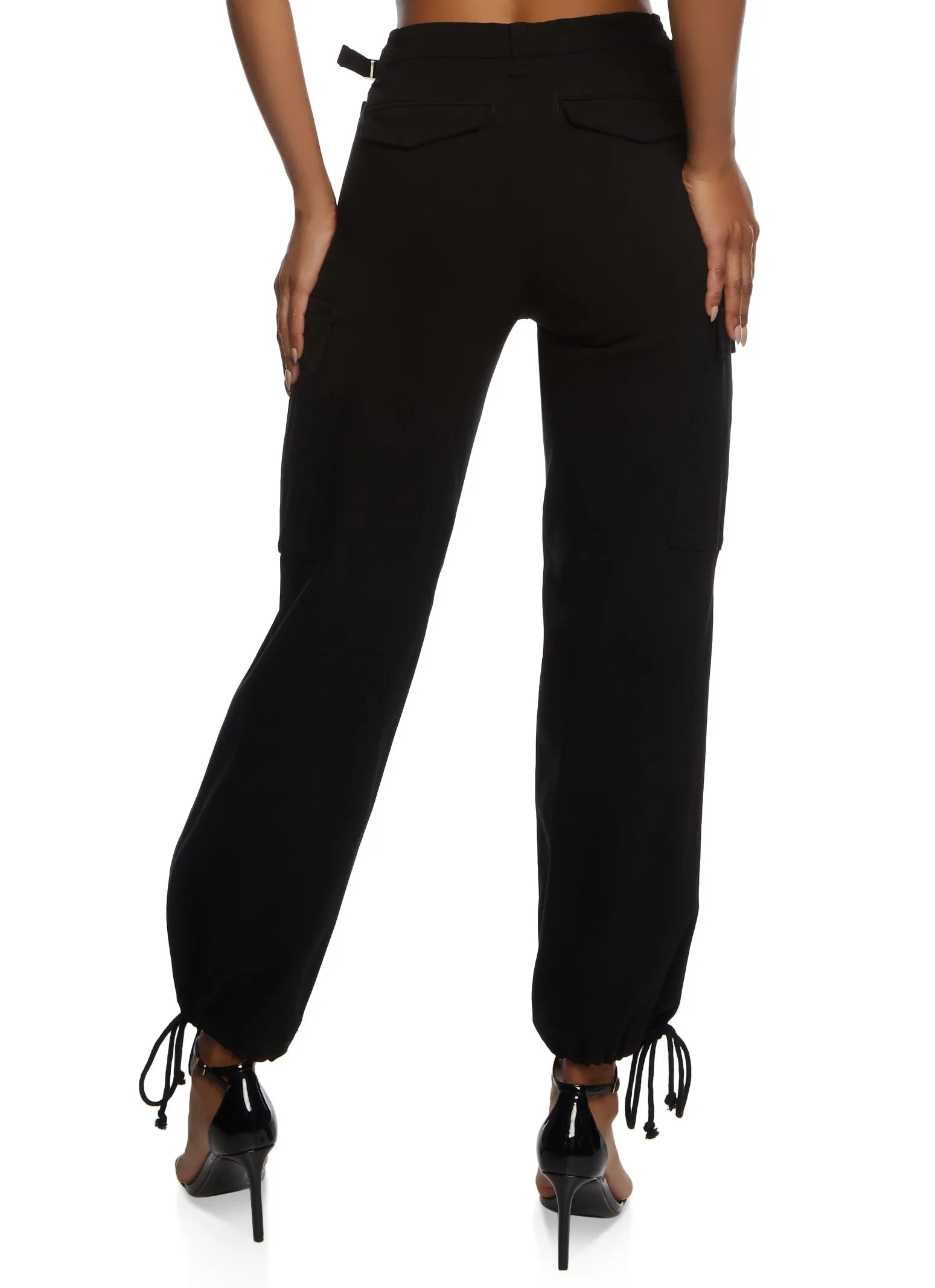 Solid High Waisted Cargo Pocket Joggers sold by Rainbow product image thumbnail 3