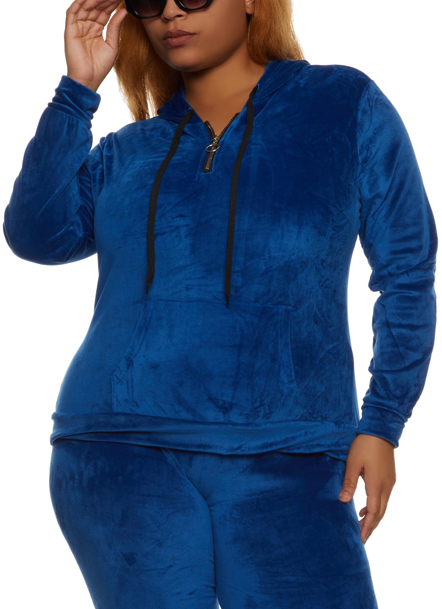Plus Size Half Zip Velour Sweatshirt sold by Rainbow