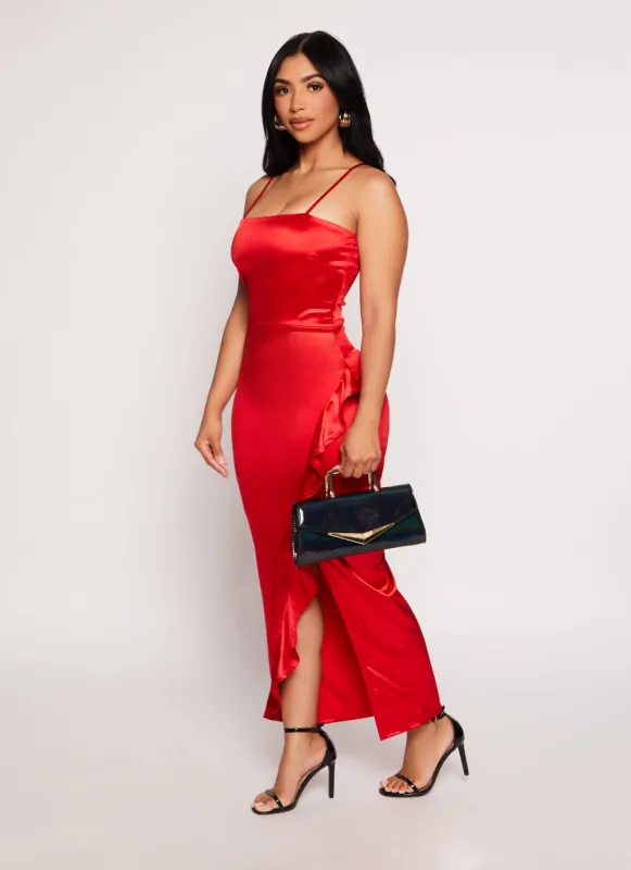 Asymmetrical Ruffled Side Slit Maxi Dress sold by Rainbow