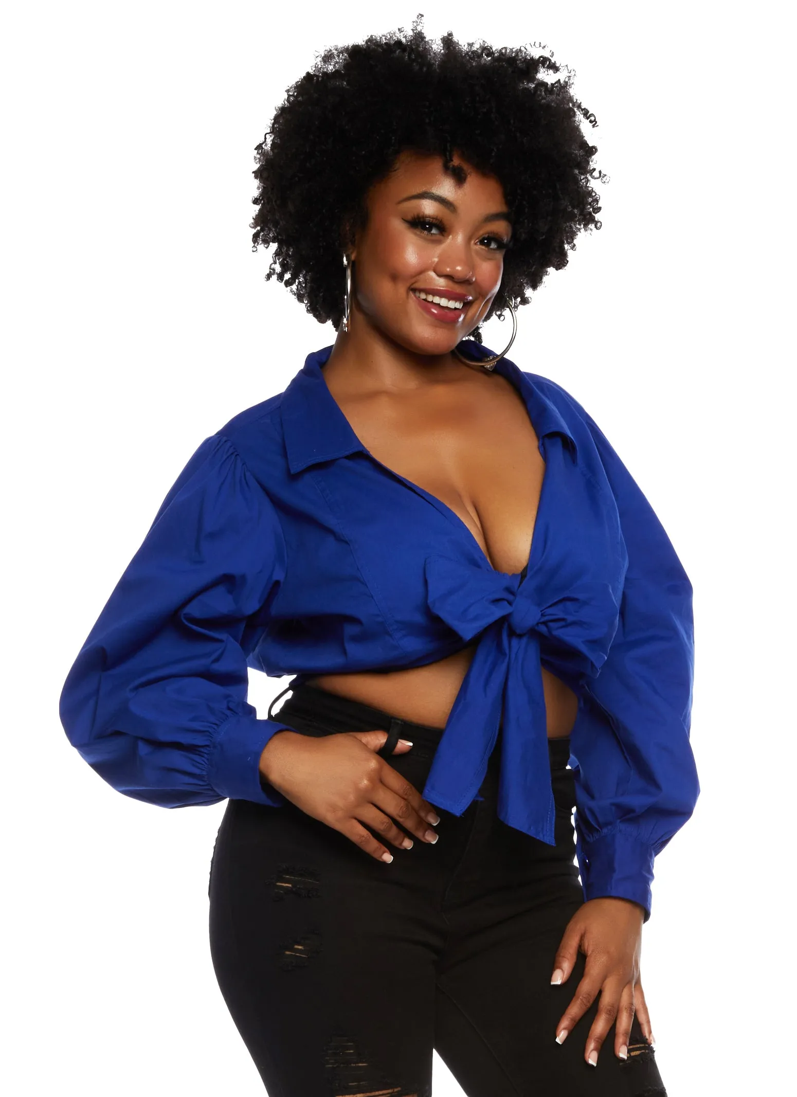 Plus Size Tie Back Wrap Crop Top sold by Rainbow