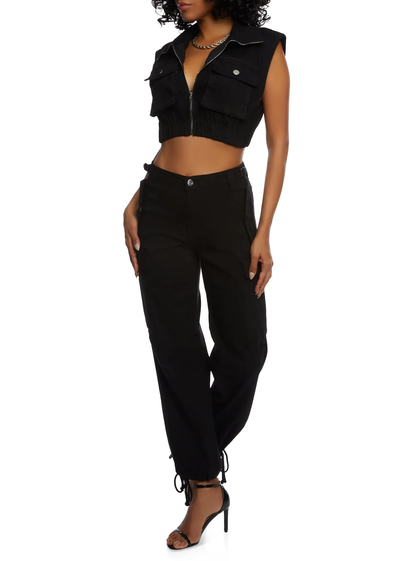 Solid High Waisted Cargo Pocket Joggers sold by Rainbow