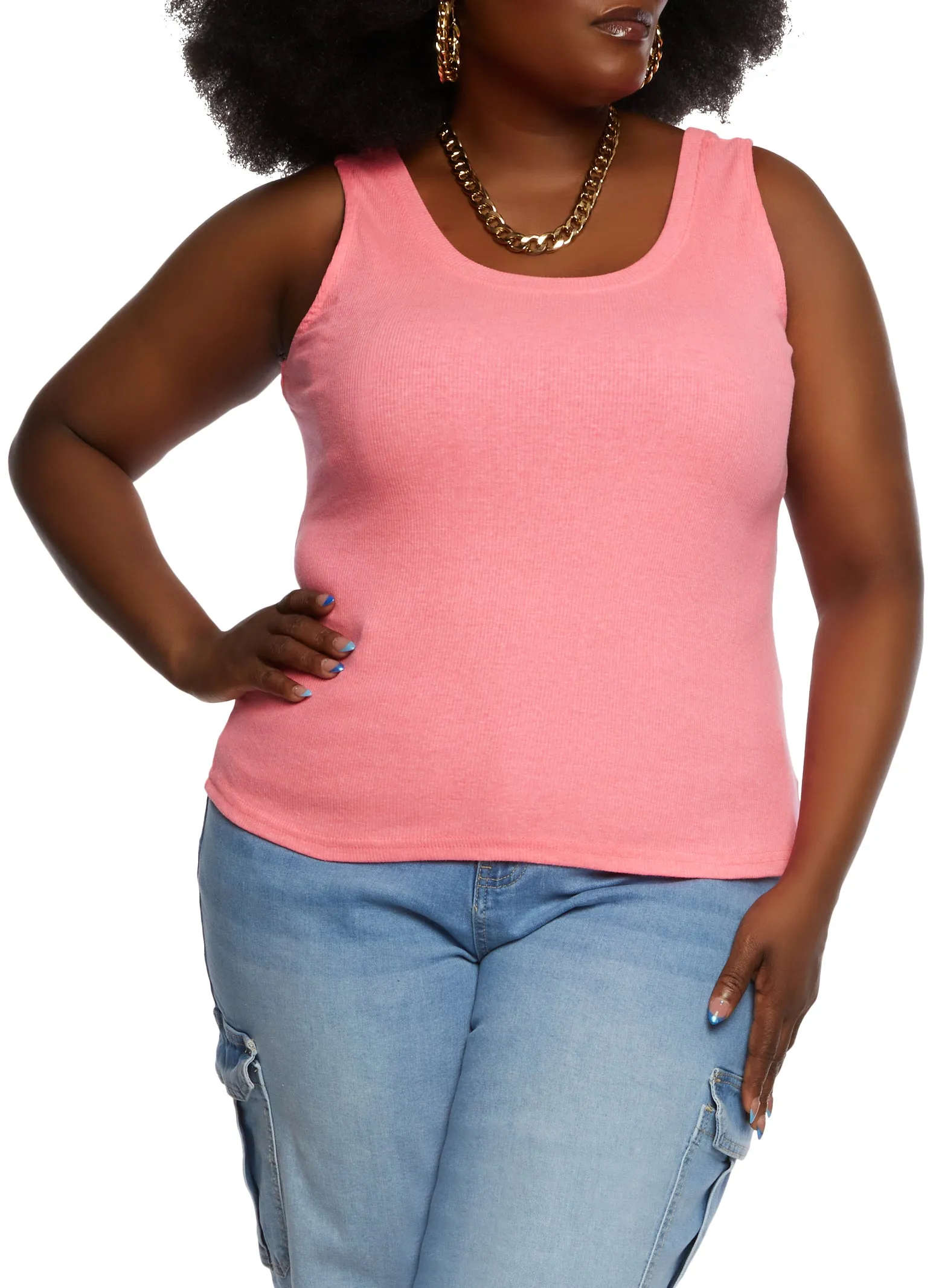 Plus Size Rib Knit Scoop Neck Tank Top sold by Rainbow product image thumbnail 2