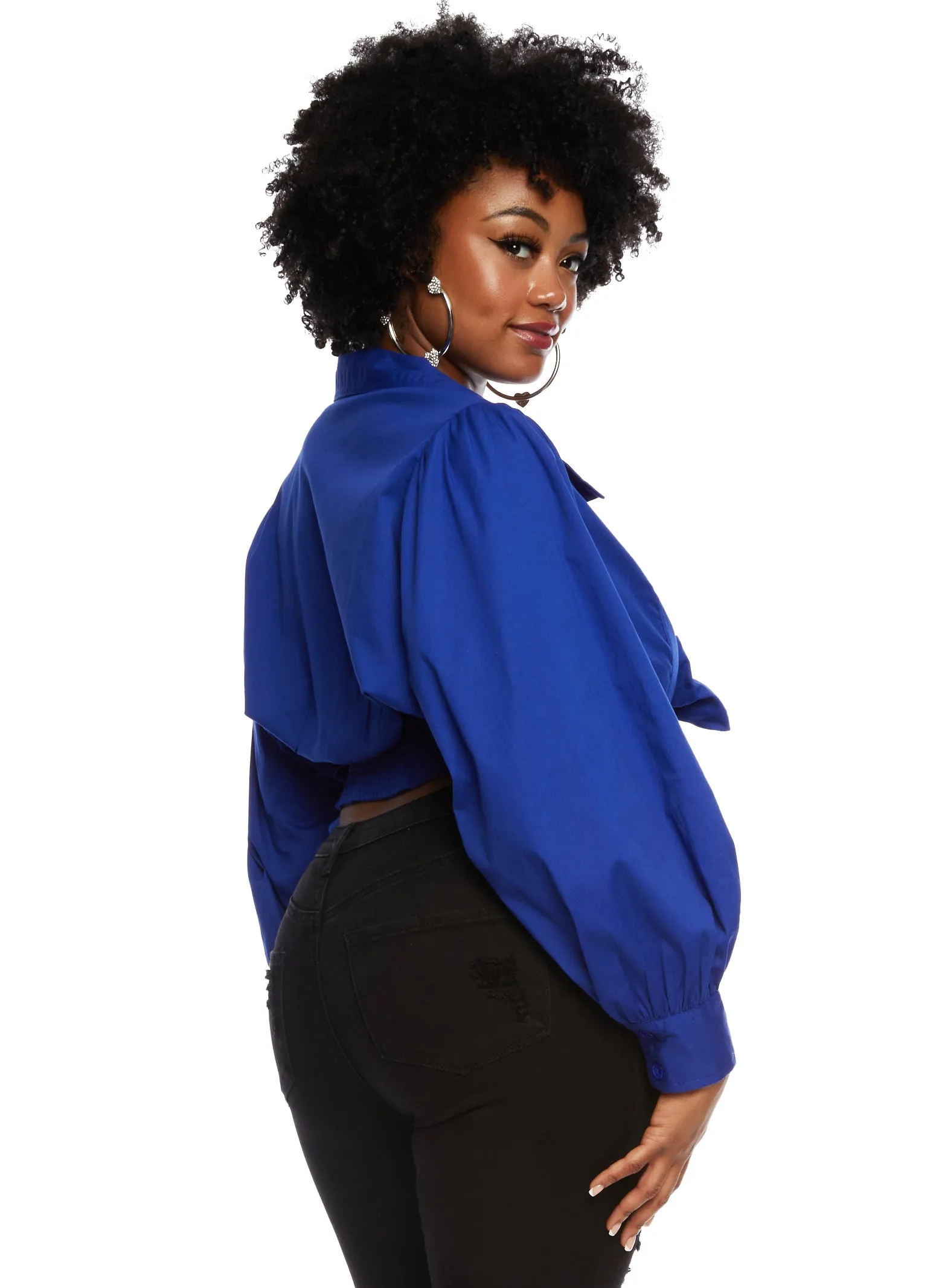 Plus Size Tie Back Wrap Crop Top sold by Rainbow product image thumbnail 3