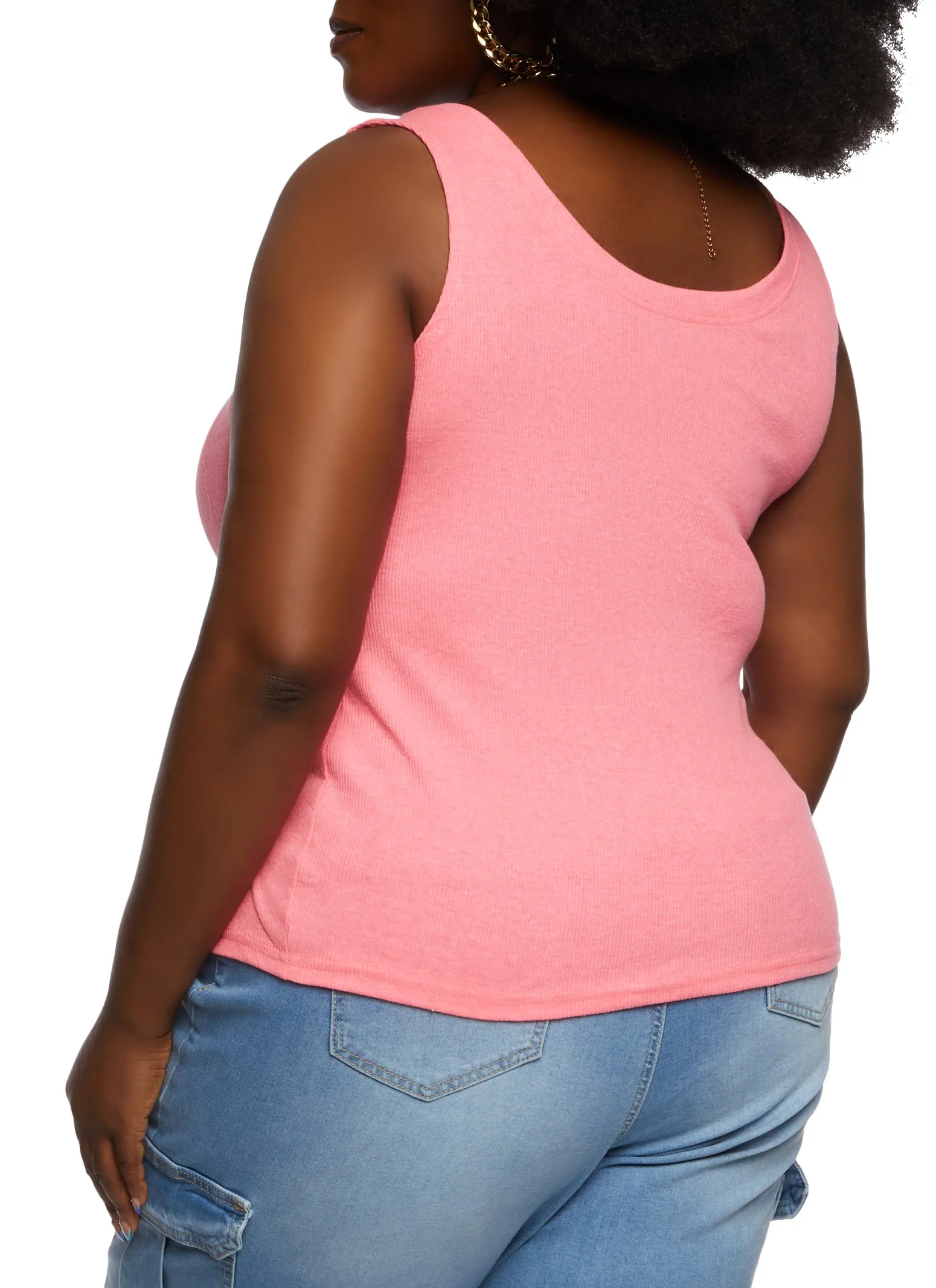 Plus Size Rib Knit Scoop Neck Tank Top sold by Rainbow product image thumbnail 3