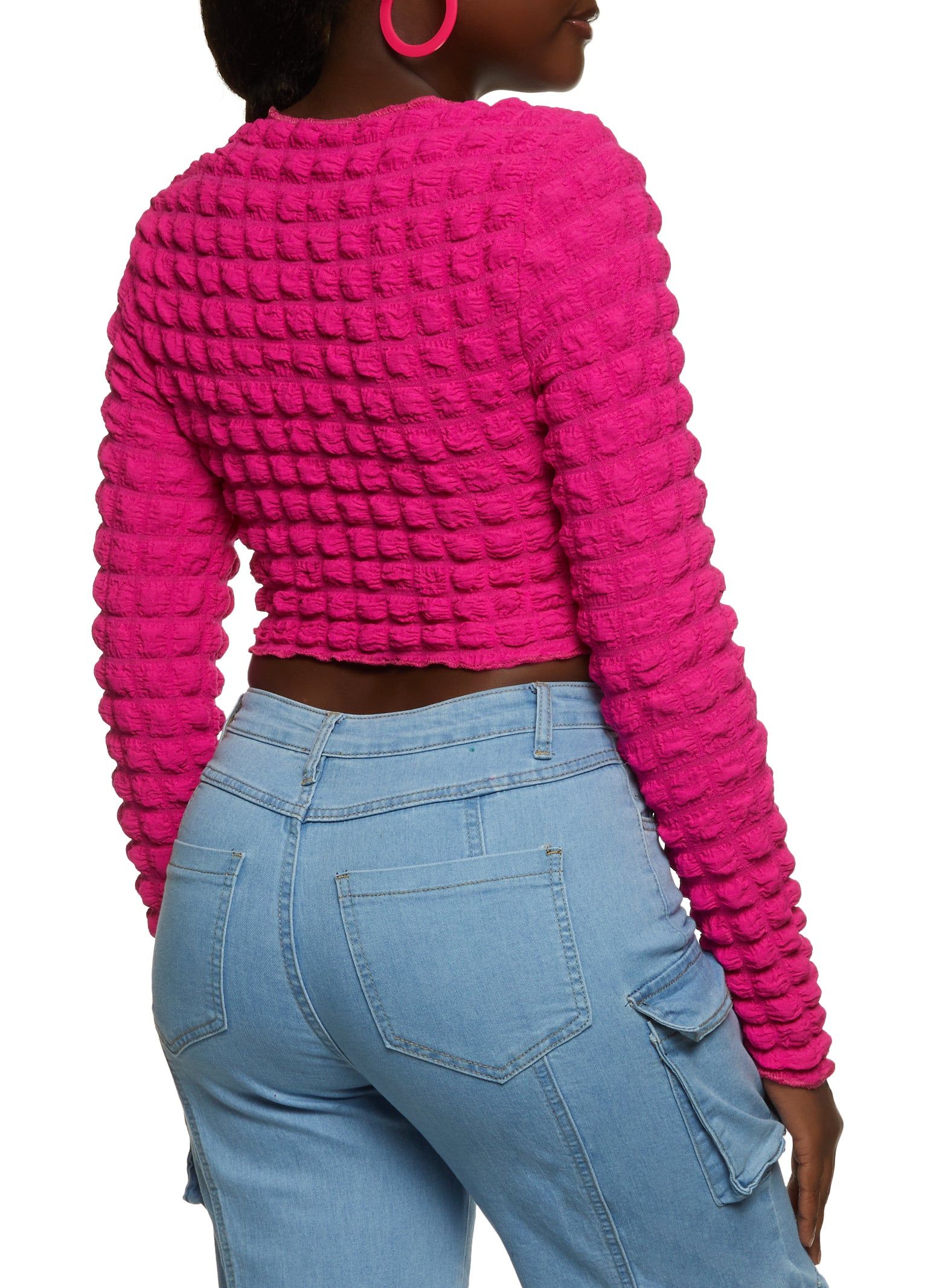 Bubble Knit Hanky Hem Long Sleeve Top sold by Rainbow product image thumbnail 2