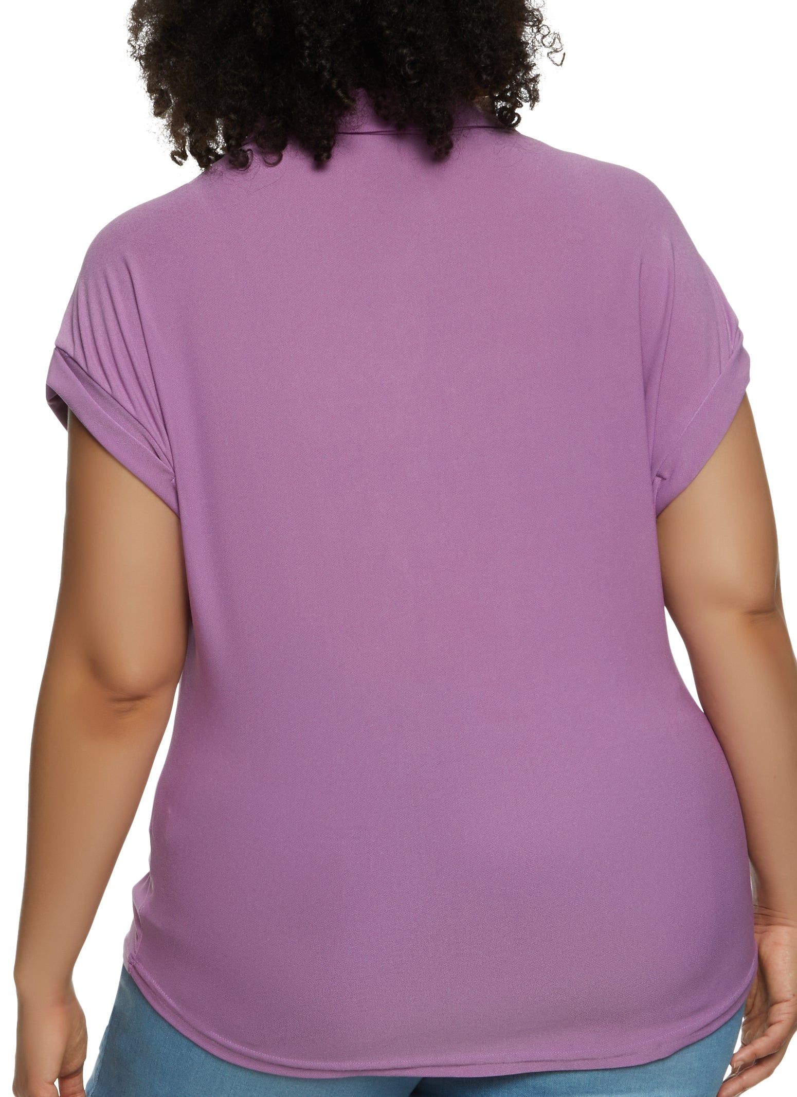 Plus Size Crepe Knit Half Button Down Top sold by Rainbow product image thumbnail 2