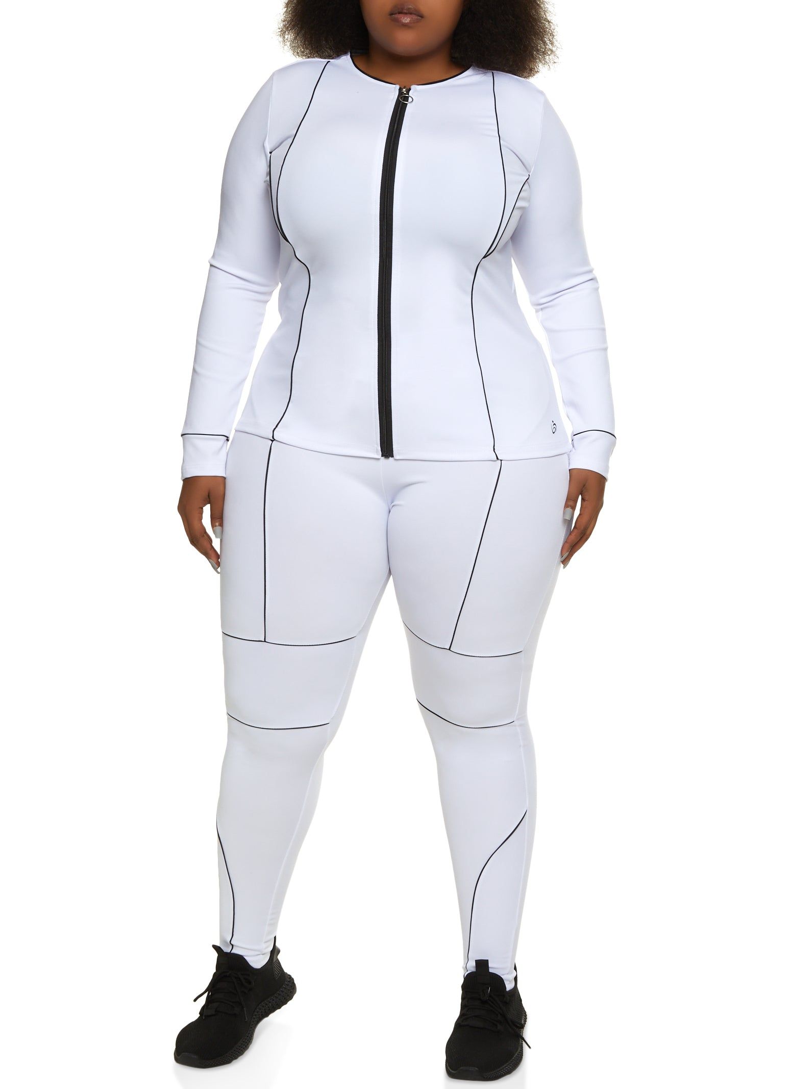 Plus Size Contrast Piping Zip Up Track Jacket sold by Rainbow product image thumbnail 2