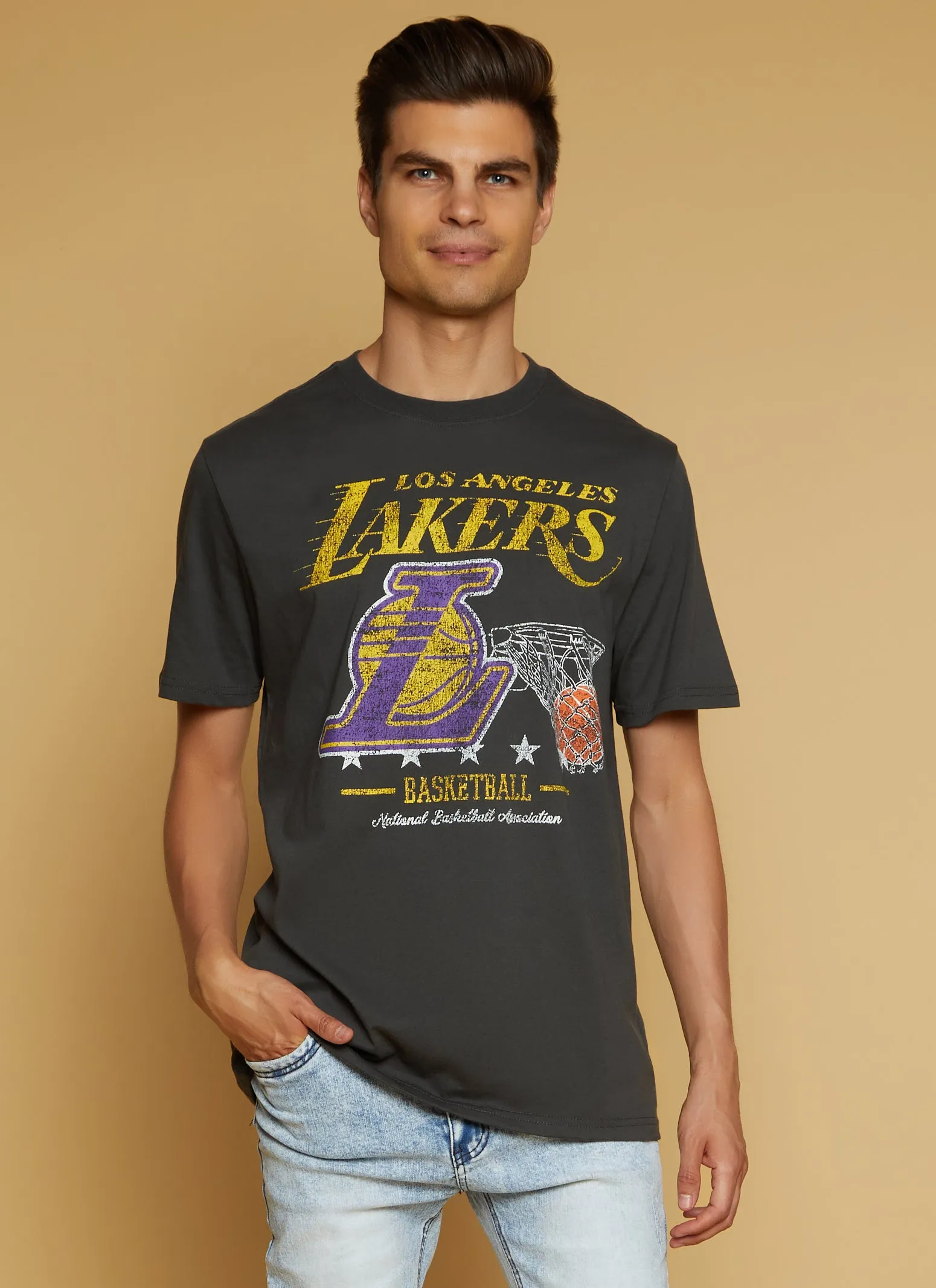 Mens NBA Los Angeles Lakers Short Sleeve Graphic Tee sold by Rainbow