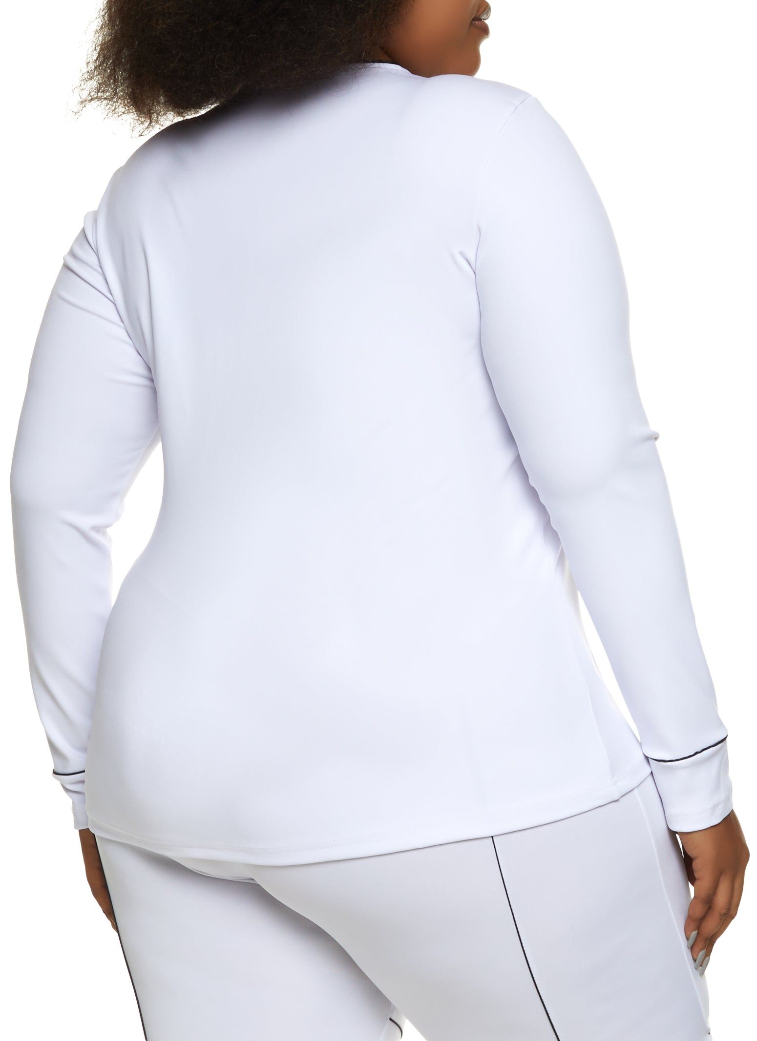 Plus Size Contrast Piping Zip Up Track Jacket sold by Rainbow product image thumbnail 3