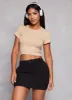 Basic Ribbed Knit Cropped Tee sold by Rainbow