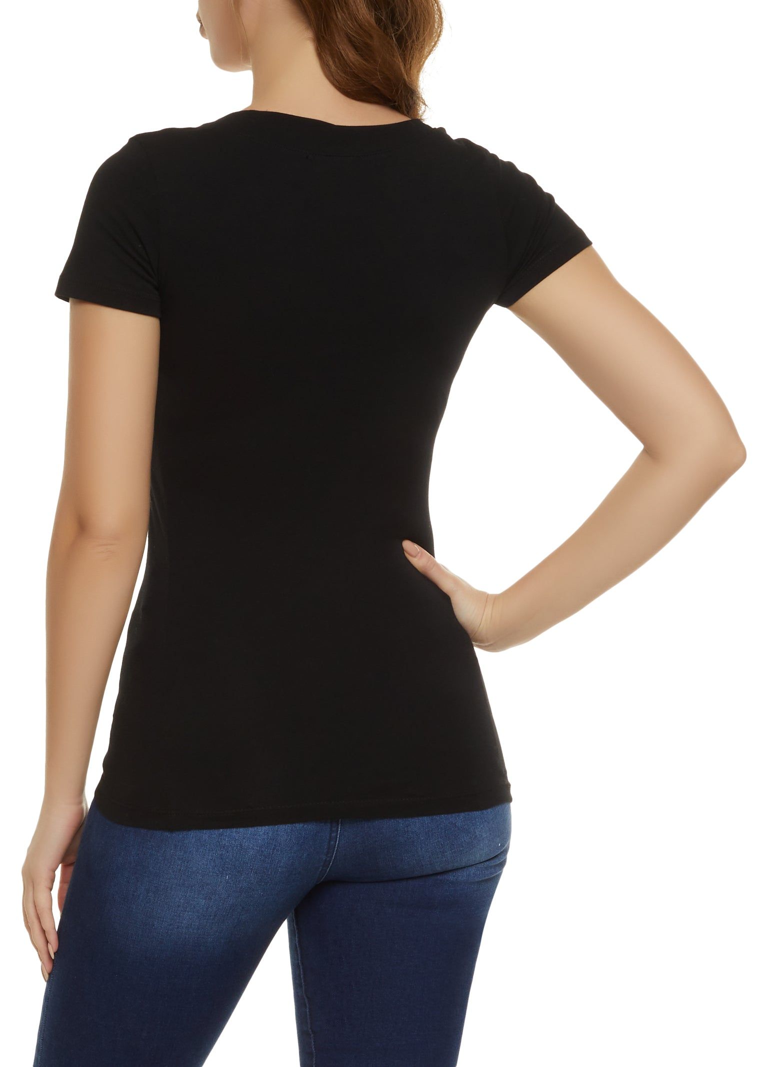 Basic V Neck Short Sleeve Tee sold by Rainbow product image thumbnail 2