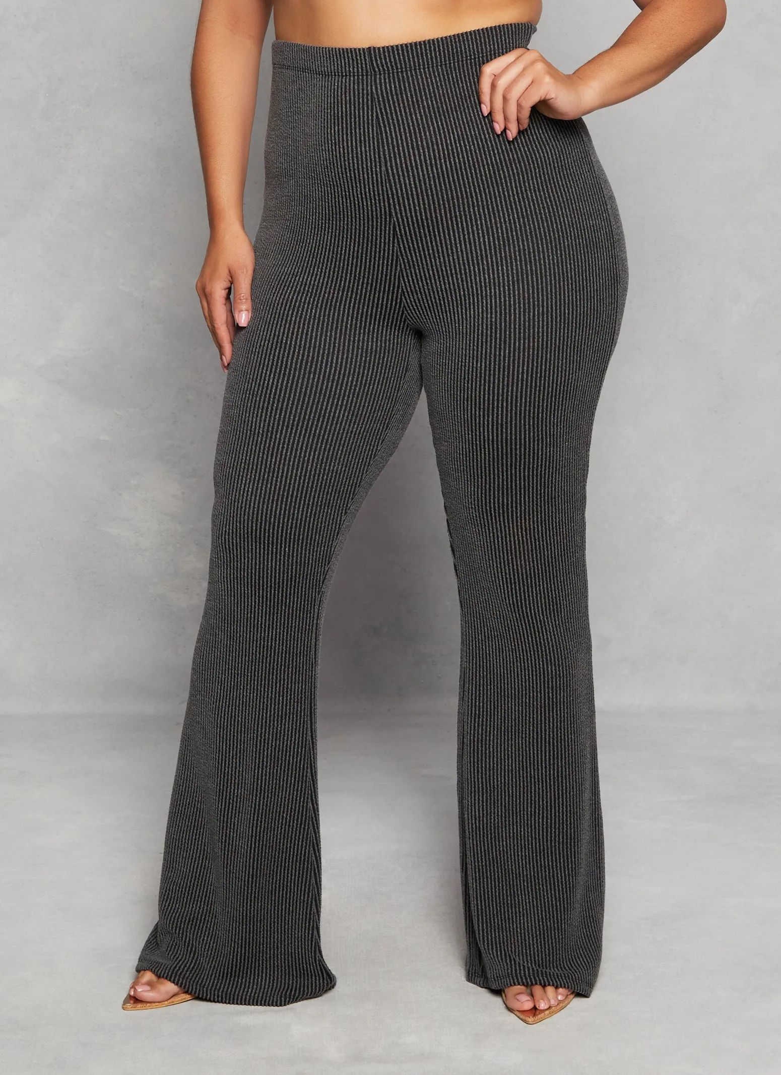 Plus Size Almost Famous Ribbed High Waist Flare Pants sold by Rainbow product image thumbnail 2