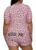 Plus Size Kiss Me Heart Print Pajama Romper sold by Rainbow