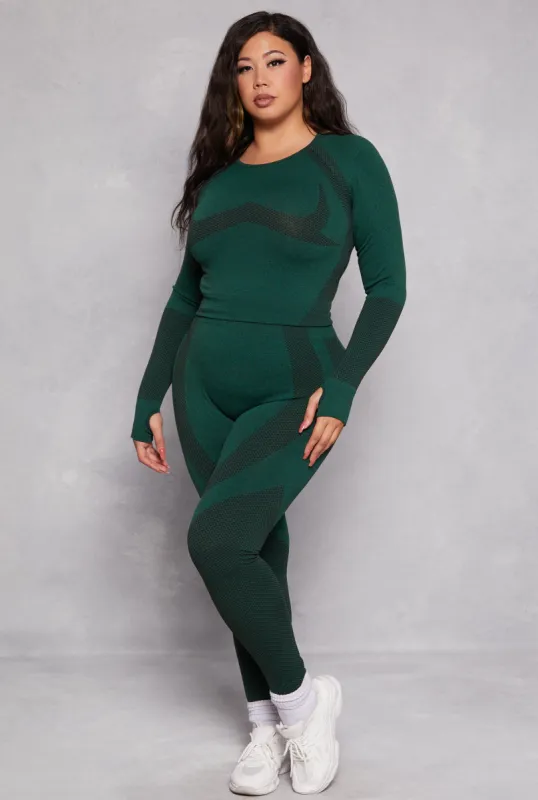 Plus Size Seamless Color Block Active Leggings sold by Rainbow