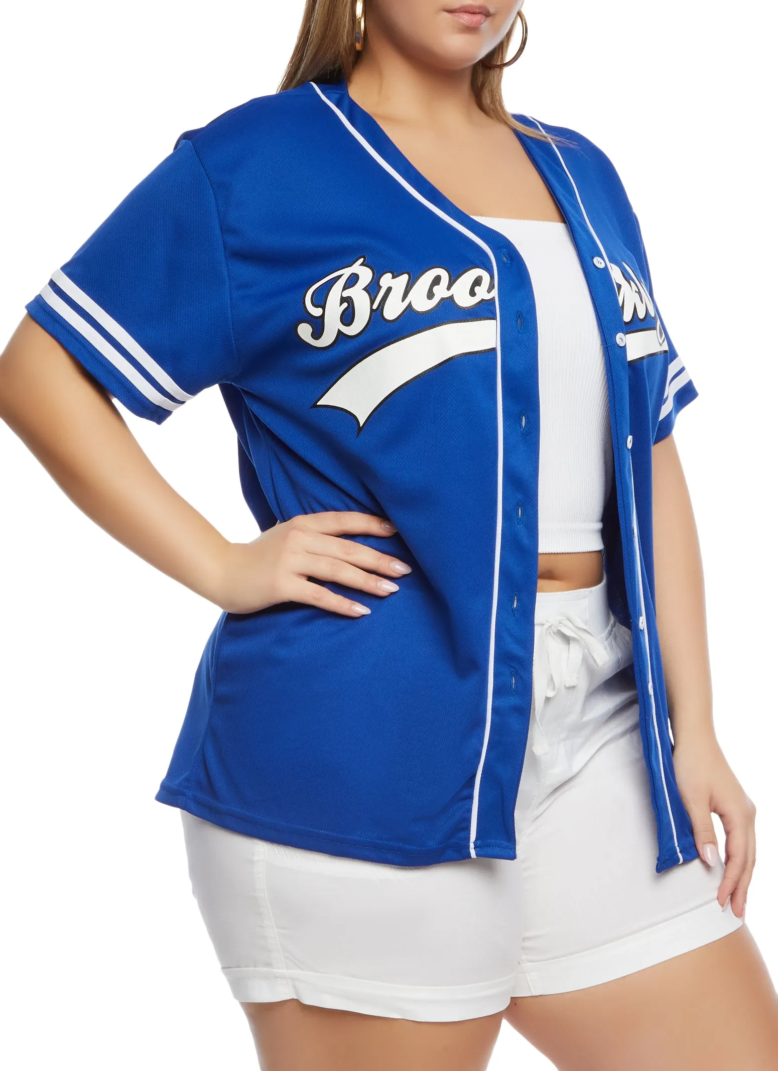 Plus Size Brooklyn Button Front Baseball Shirt sold by Rainbow product image thumbnail 2