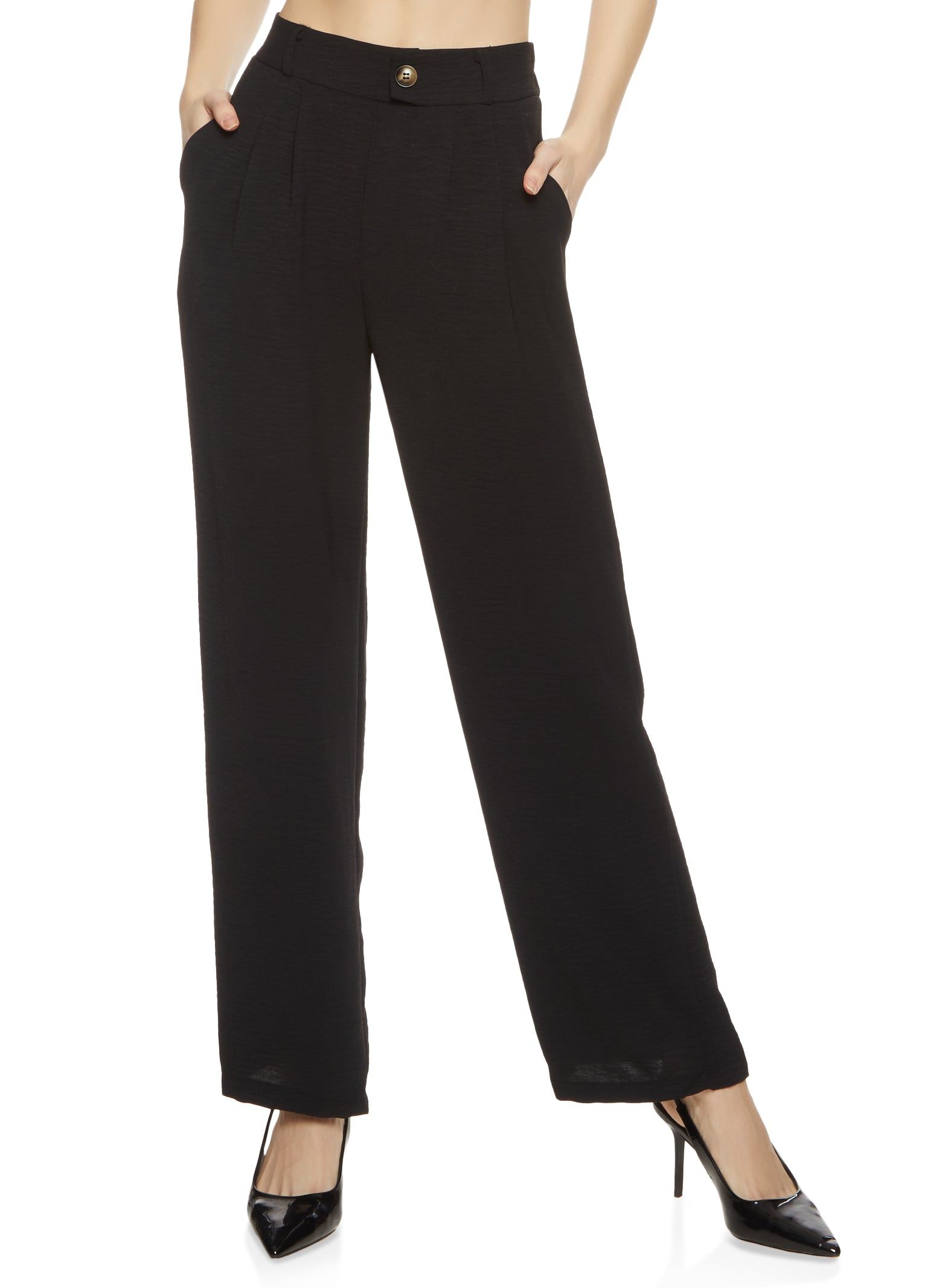 Pleated Front Wide Leg Pants sold by Rainbow