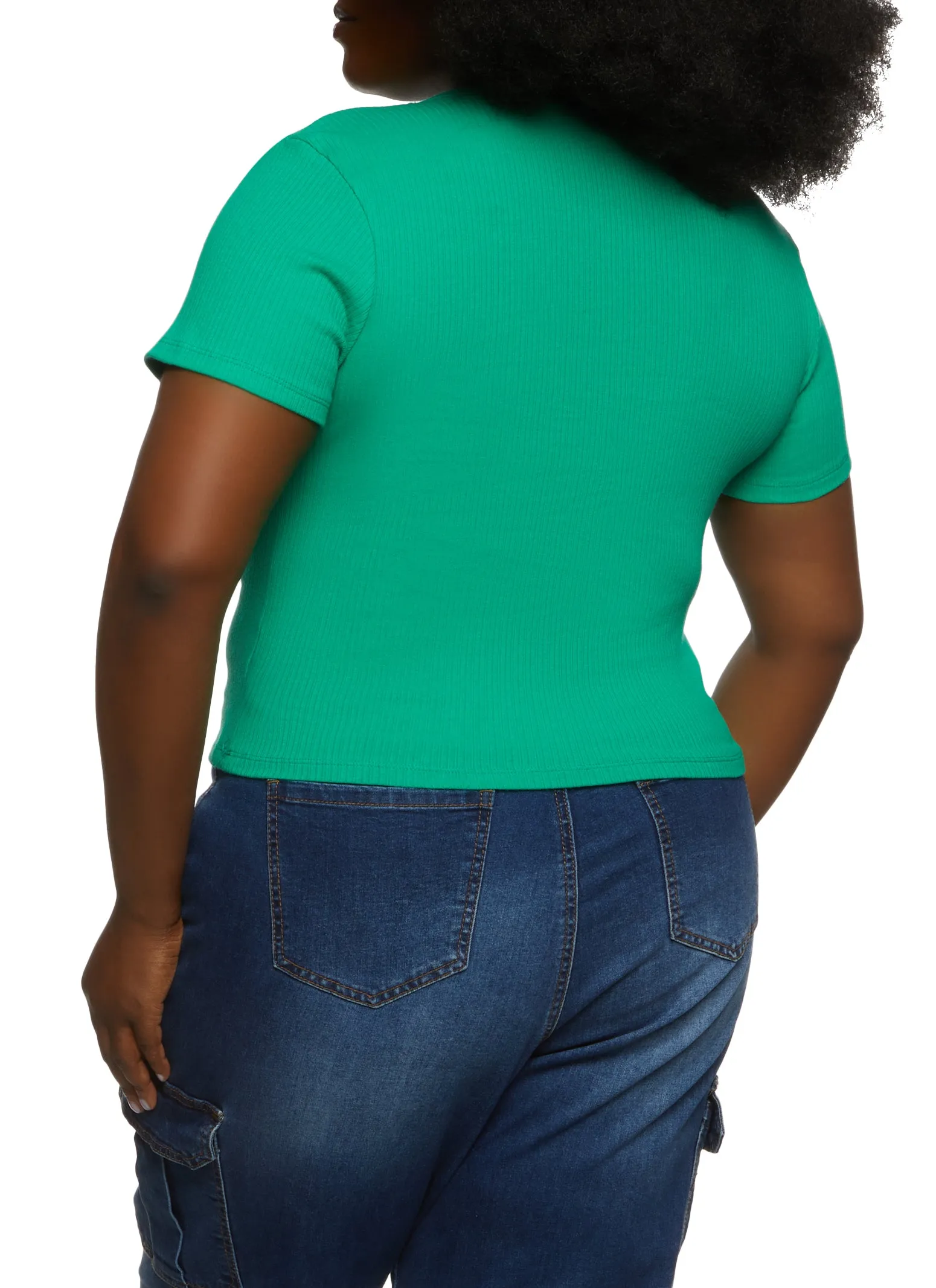 Plus Size Basic Ribbed Knit Short Sleeve Top sold by Rainbow product image thumbnail 2