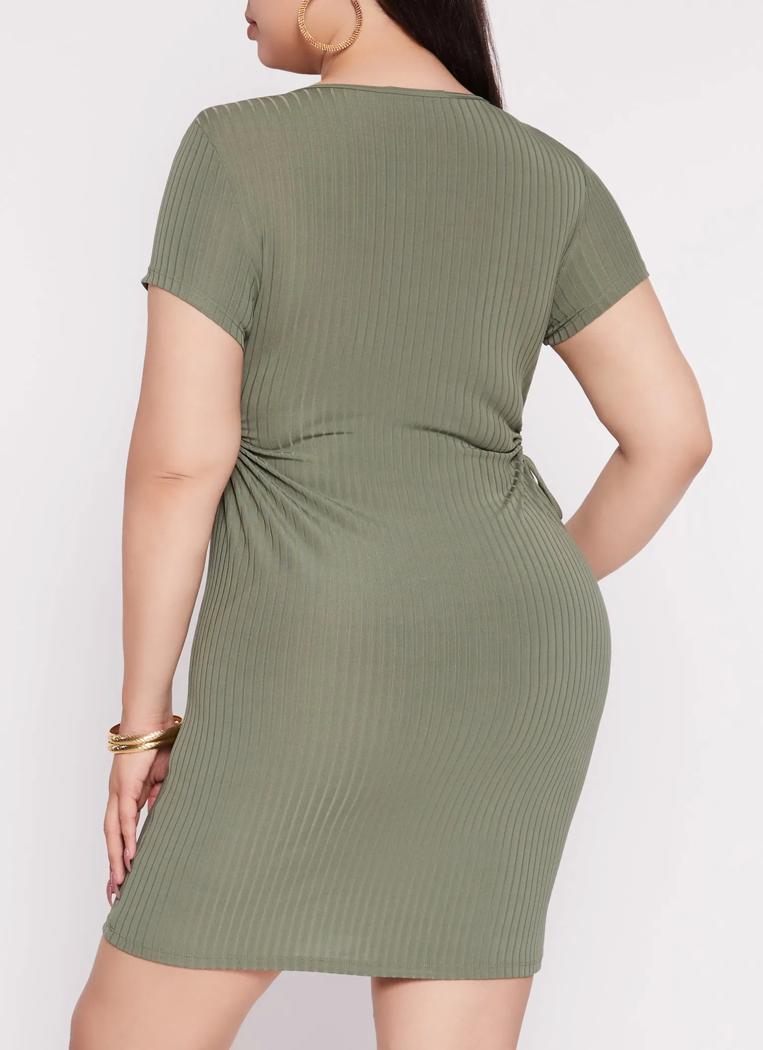Plus Size Drawstring Cut Out T Shirt Dress sold by Rainbow product image thumbnail 3