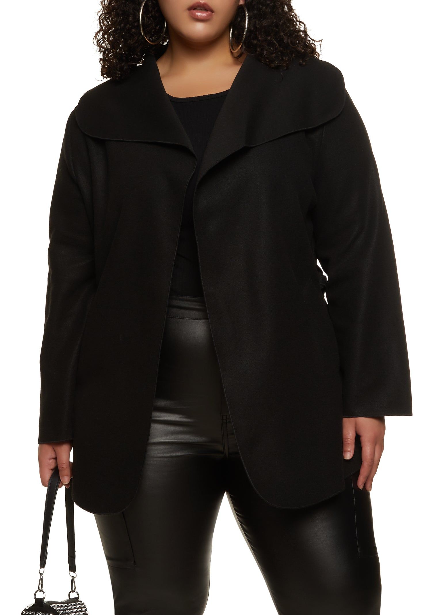 Plus Size Belted Wrap Coat sold by Rainbow