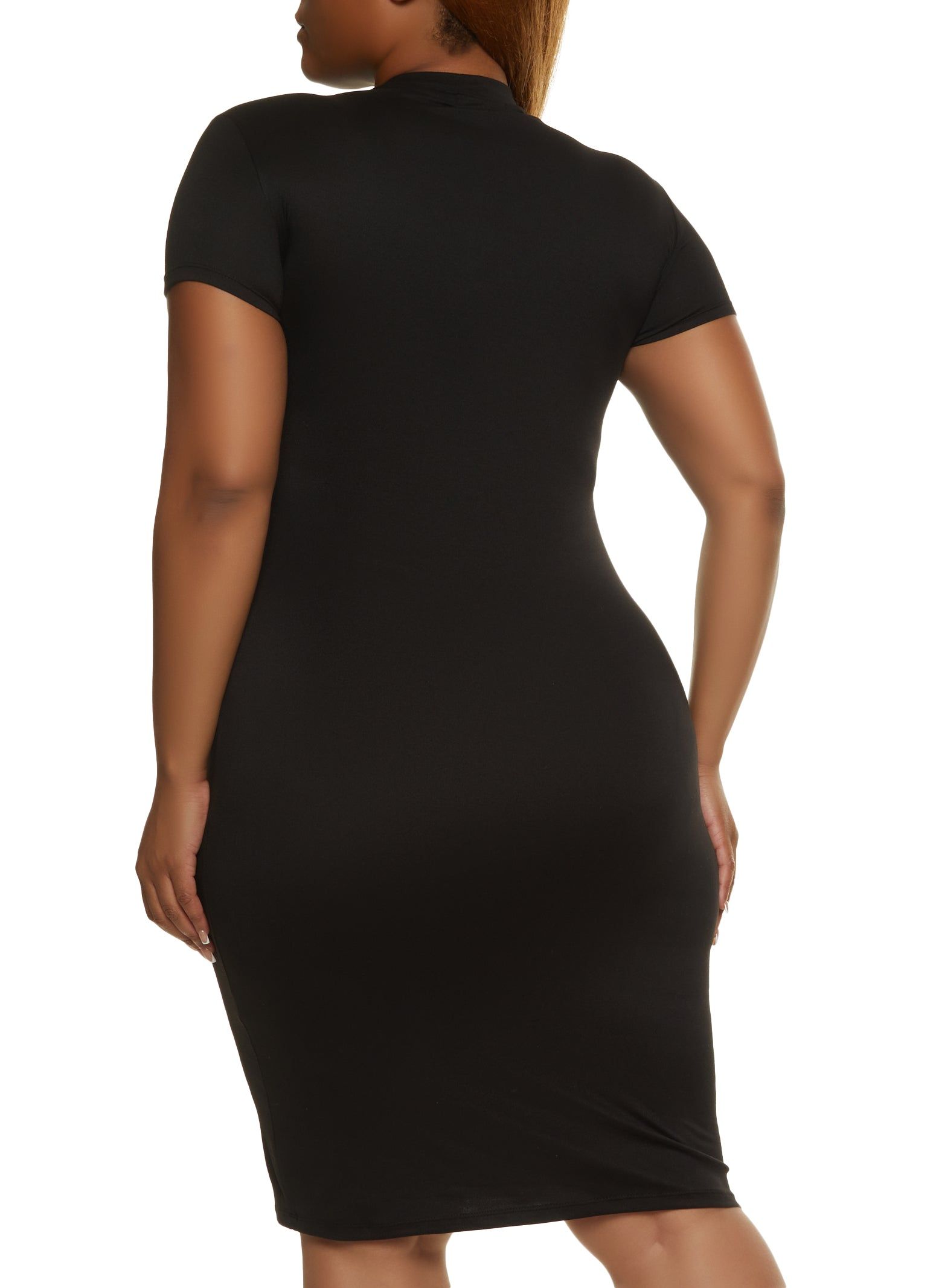 Plus Size Solid Mock Neck T Shirt Dress sold by Rainbow product image thumbnail 3