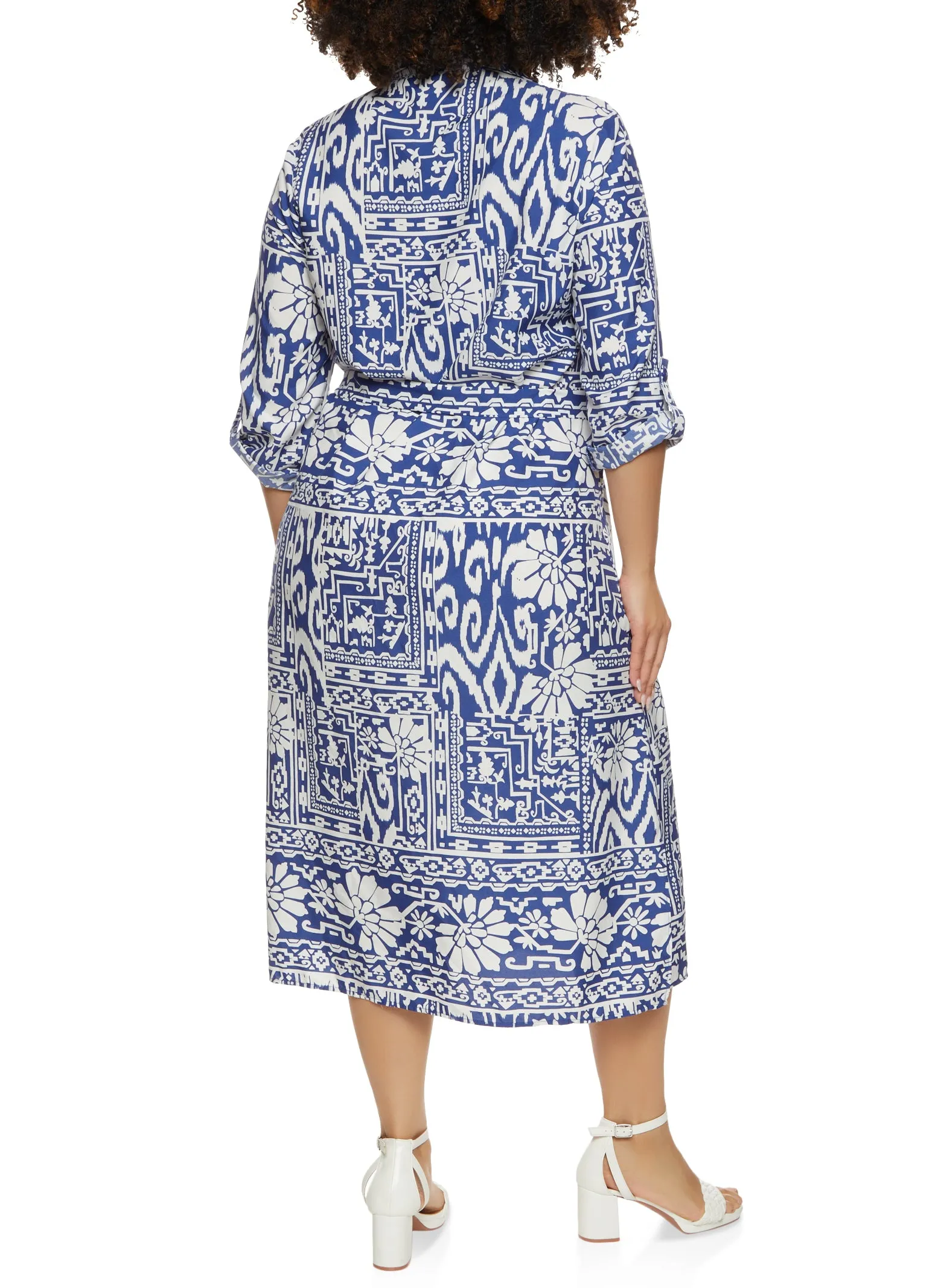 Plus Size Border Print Belted Shirt Dress sold by Rainbow product image thumbnail 3