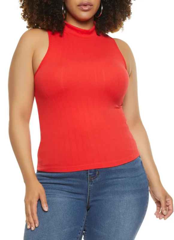 Plus Size Ribbed Mock Neck Tank Top sold by Rainbow