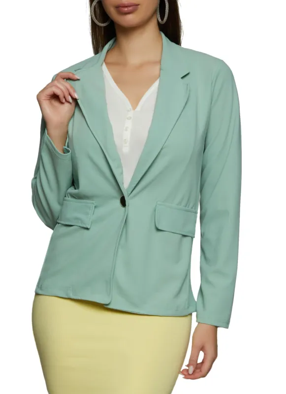Notch Collar Buttoned Blazer sold by Rainbow