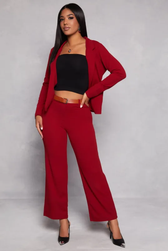 Belted Crepe Knit Wide Leg Dress Pants sold by Rainbow