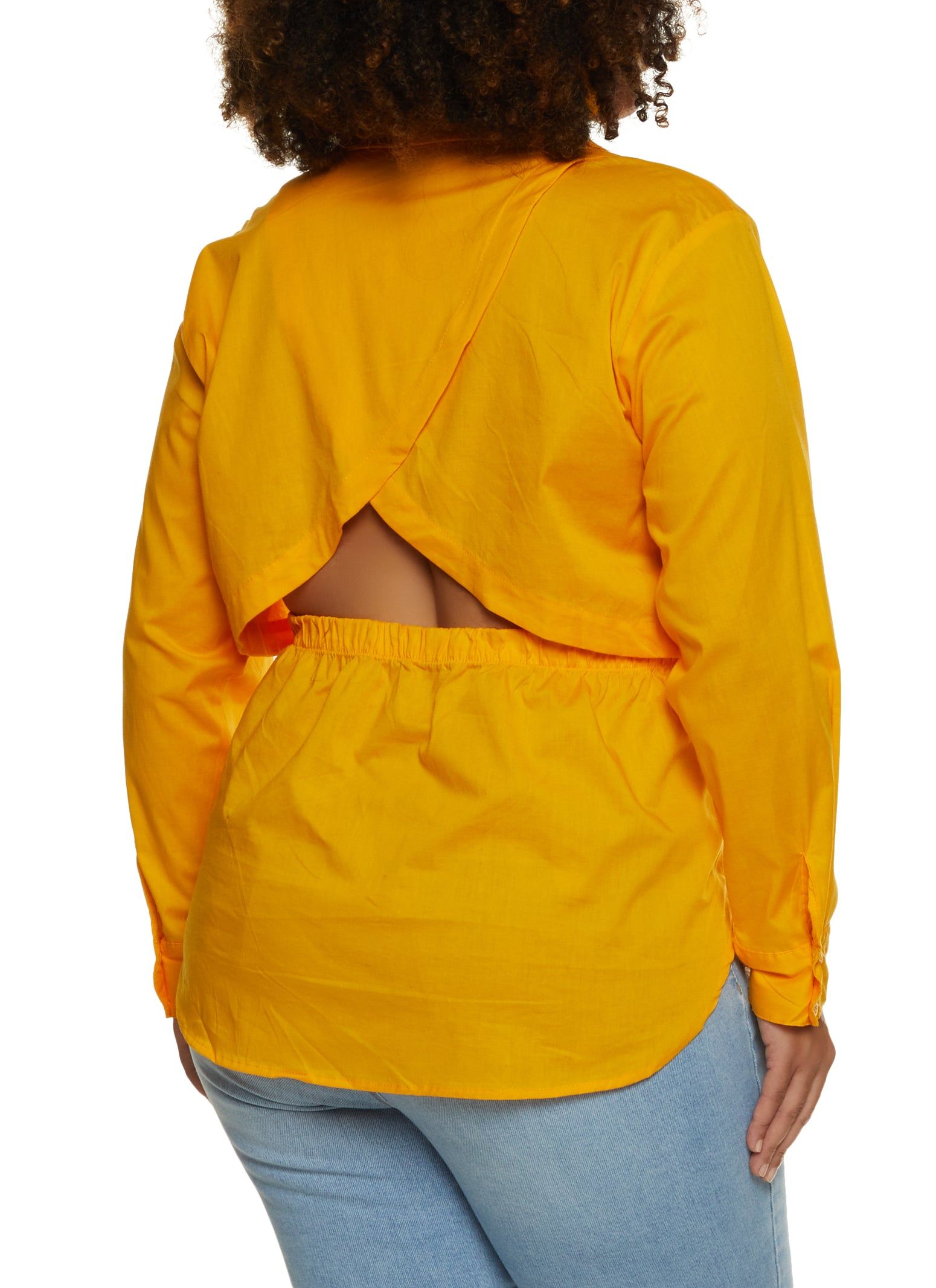 Plus Size Cut Out Detail Button Front Shirt sold by Rainbow