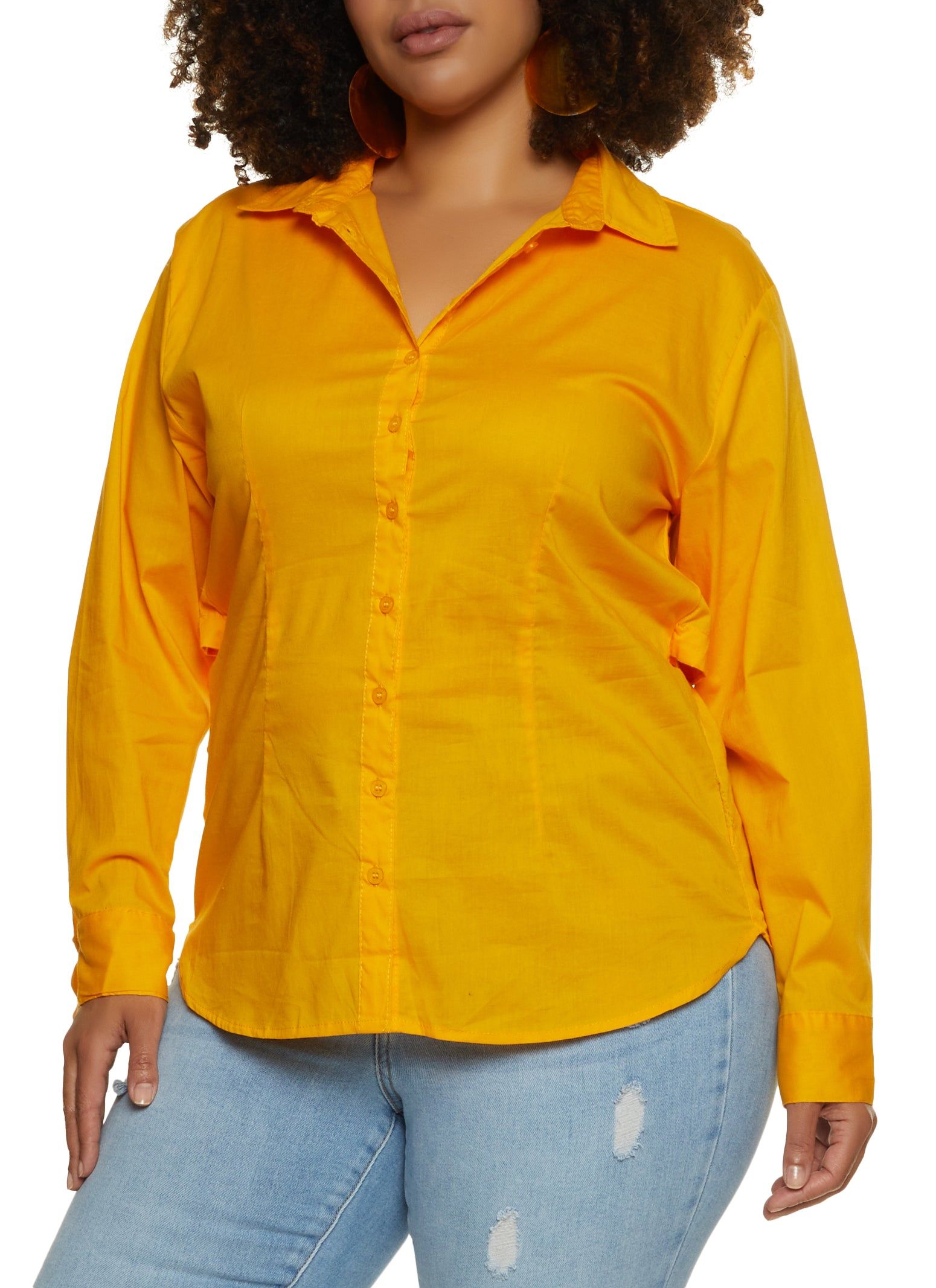 Plus Size Cut Out Detail Button Front Shirt sold by Rainbow product image thumbnail 2
