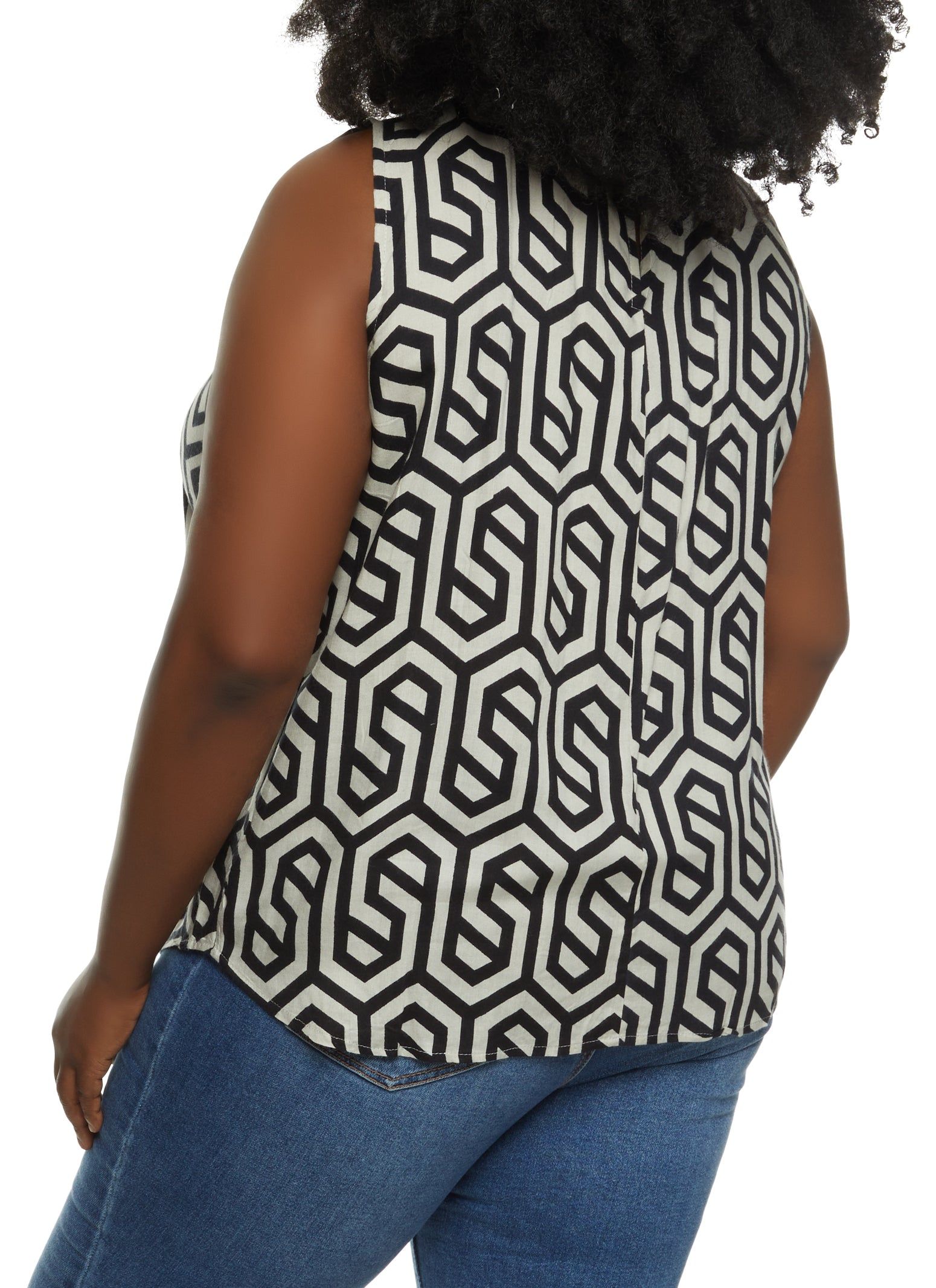 Plus Size Geometric Print Mock Neck Blouse sold by Rainbow product image thumbnail 2